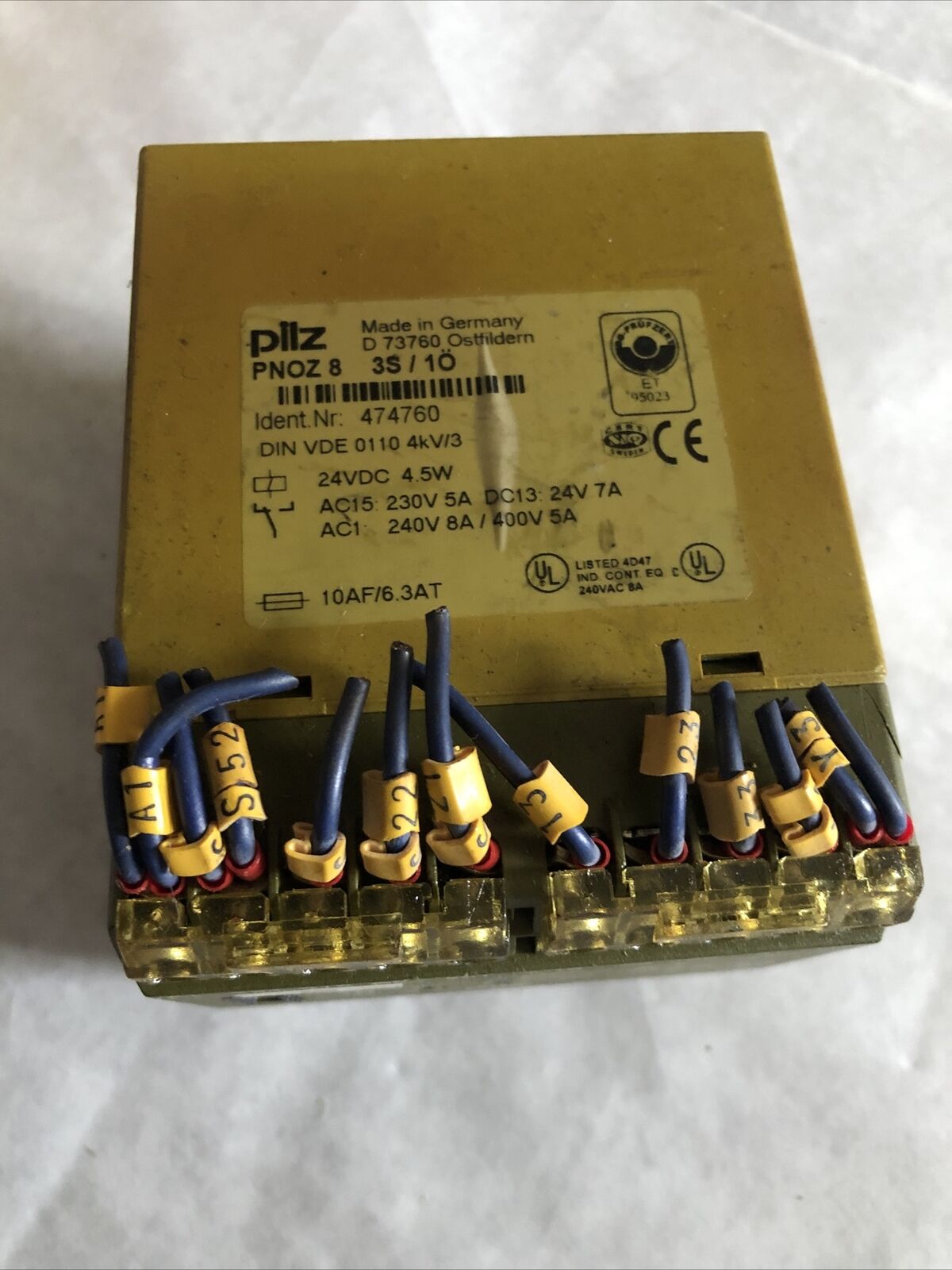 Pilz Pnoz8 3S/10,474760,Safety Relay 24Vdc 6Va,4.5W 3No 1Nc Pnoz824dc,Bx