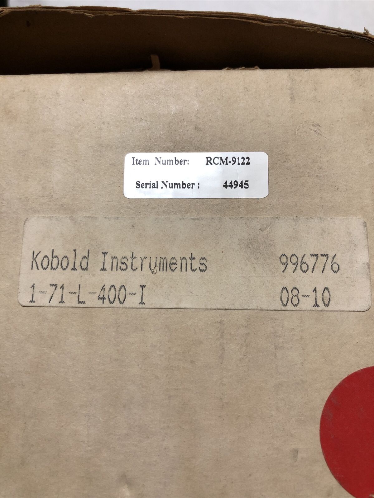 New Kobold Rcm-9122 Flowmeter, 1" Npt, Pneumatic,Dj