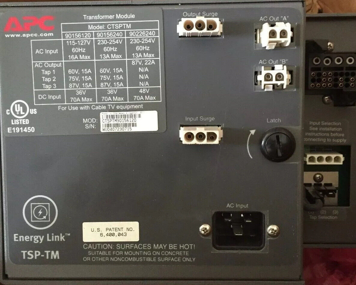 New Apc Ctsptm90156120 Transformer Module Power Supply 240V 60Hz 22Amp,Ck