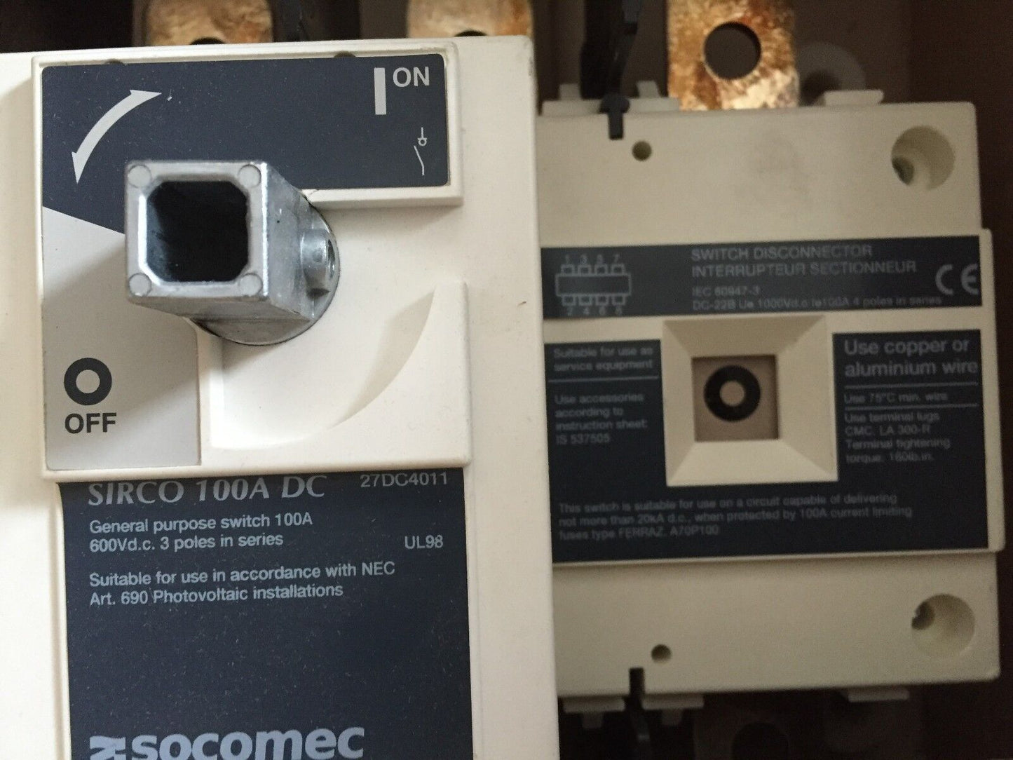 Socomec 210666 Sirco 100A Dc,27Dc4011 Dc 4X100a,Sirco Dc 4X100a Switch,210666,Fi