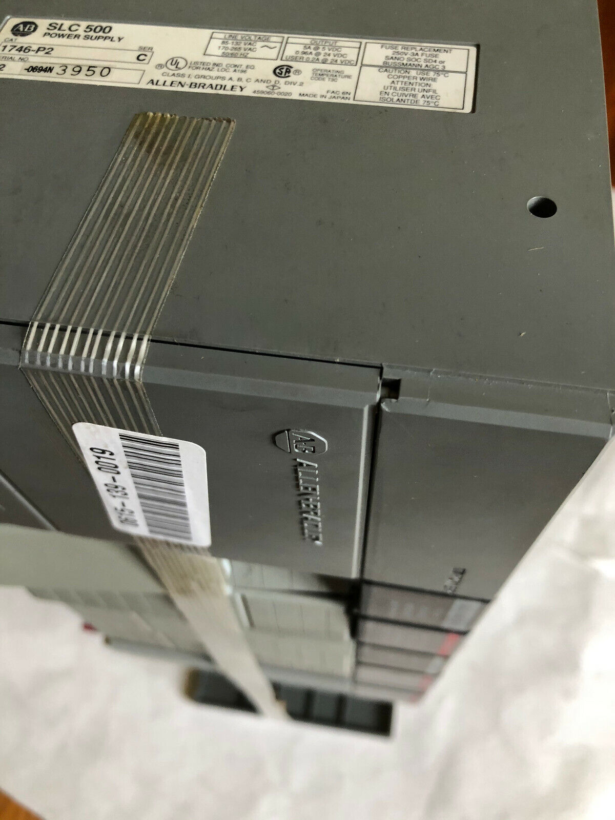 Allen Bradley 1746-A10,1746-P2 Slc-500,1746-P2,5/01 Cpu,Triaci/O's,1747-L511,Ch
