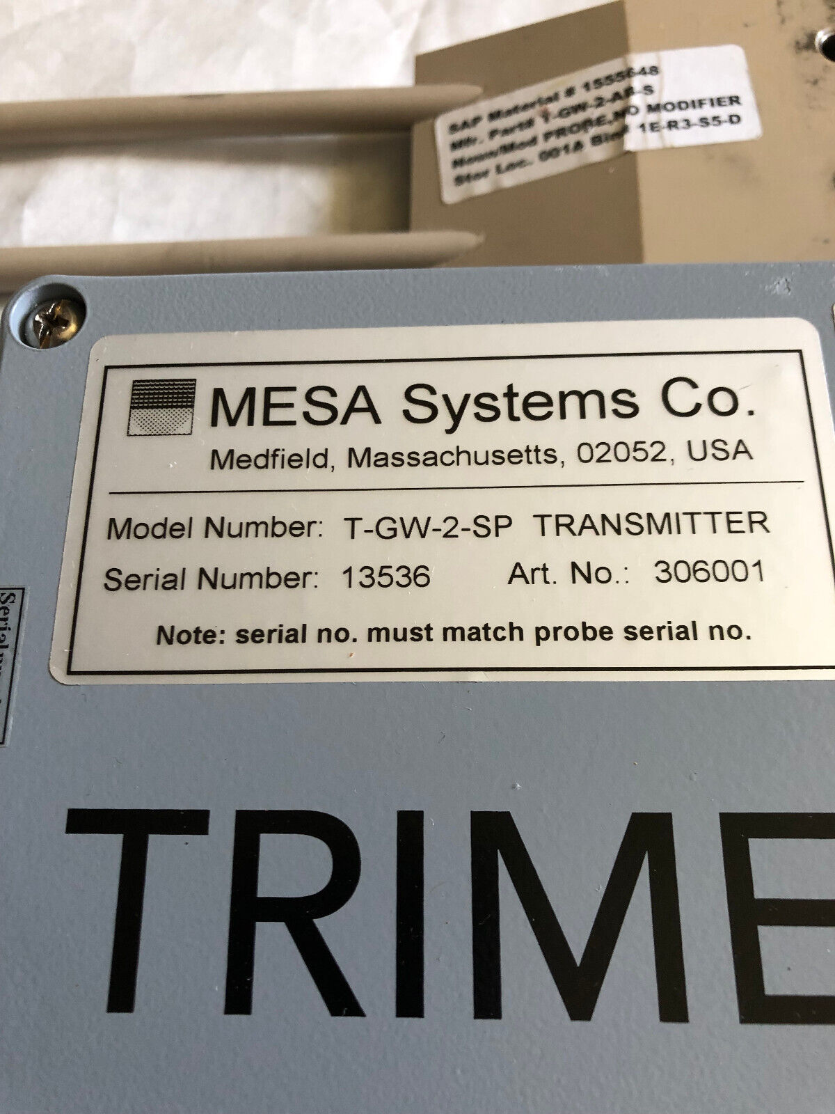 Mesa Systems T-Gw-2-Sp Transmitter,Trime-Gw2,306001,T-Gw-2-Ab-S,1555648 Probe,Ay