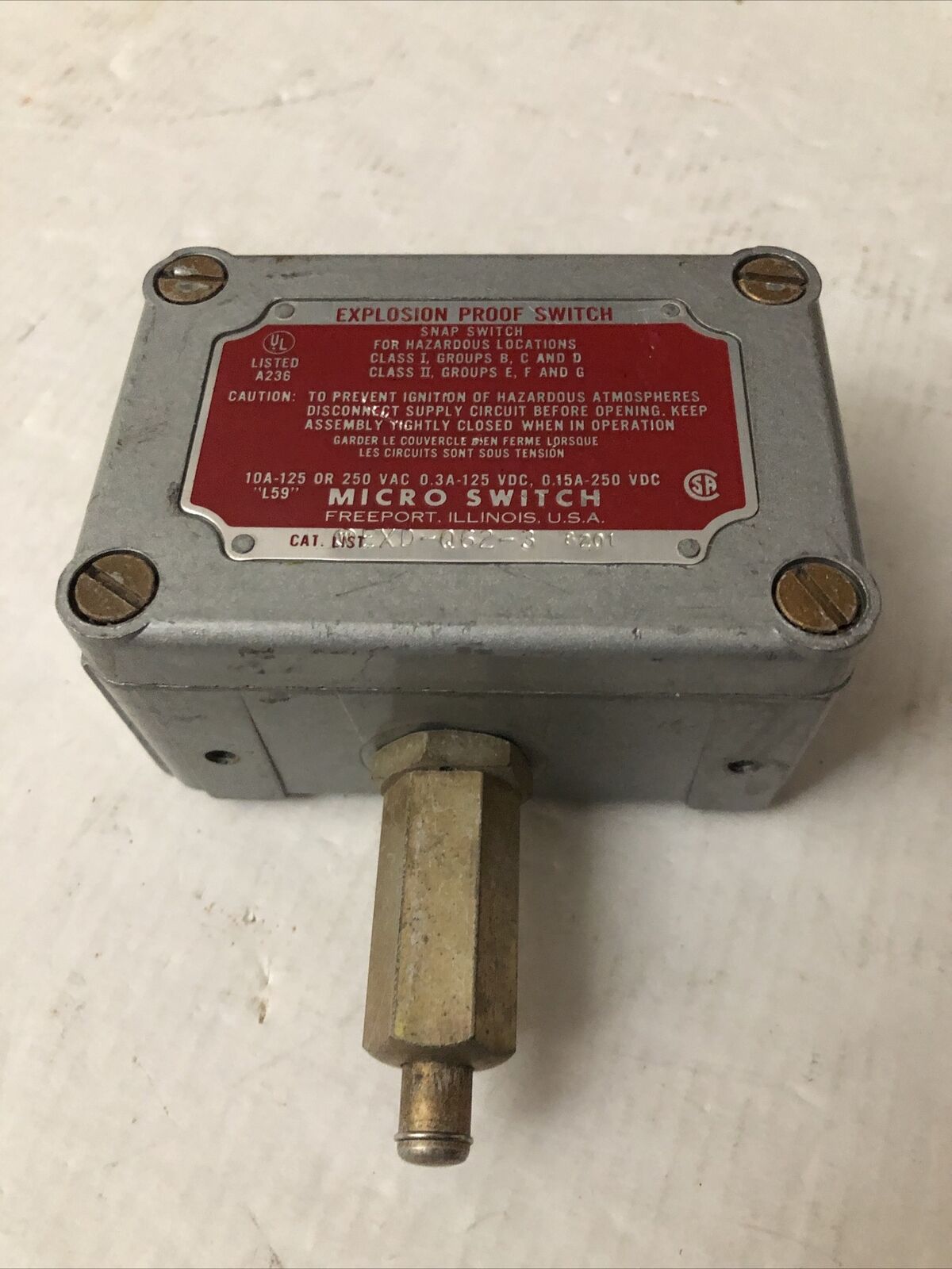 Micro Switch Exd-Q62-3  8201, Explosion Proof Enclosed Basic Switch,Cv