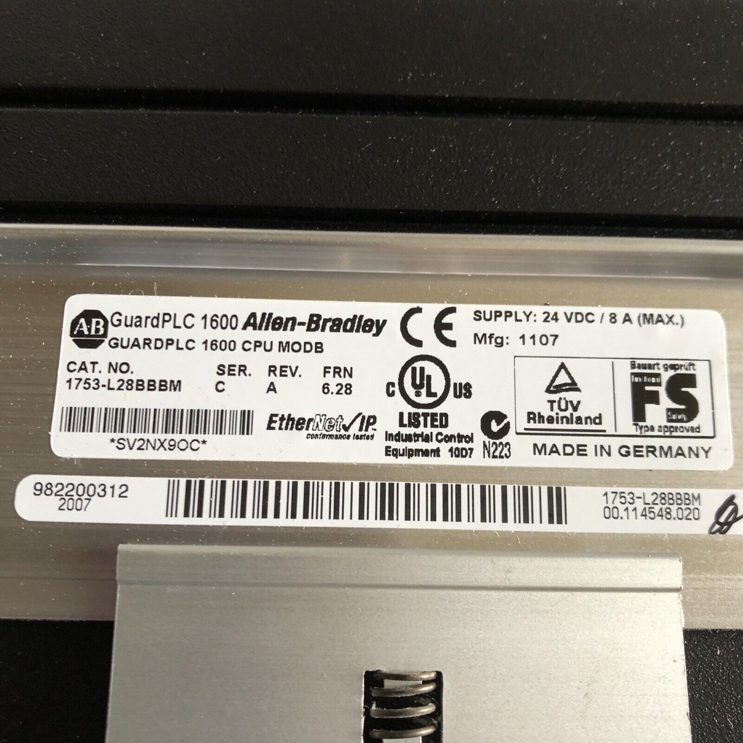 New Allen-Bradley 1753-L28bbbm C A 6.28,Guardplc 1600 Cpu Modb,Guard Plc 1600,Sj