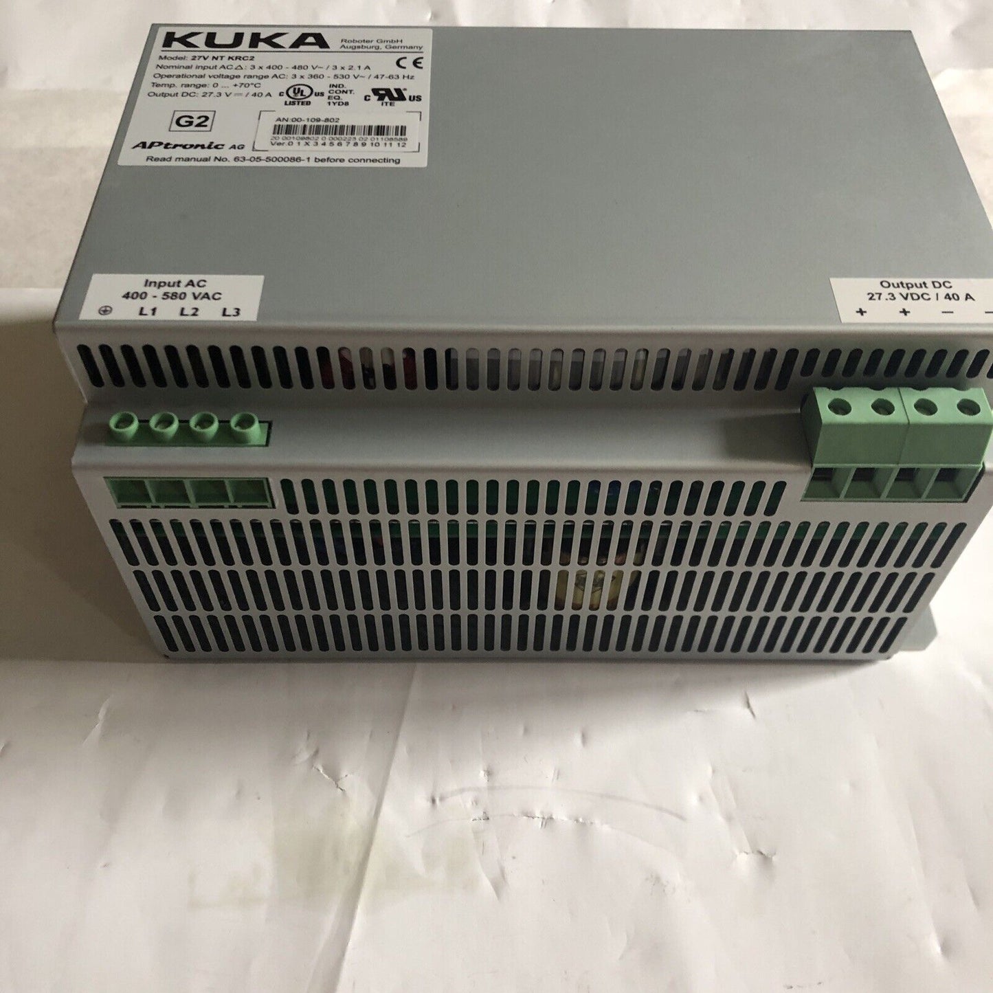 New Kuka 27V Nt Krc2 Power Supply Unit 400-530V 3X2.1A-40A 47-63Hz ,Aj