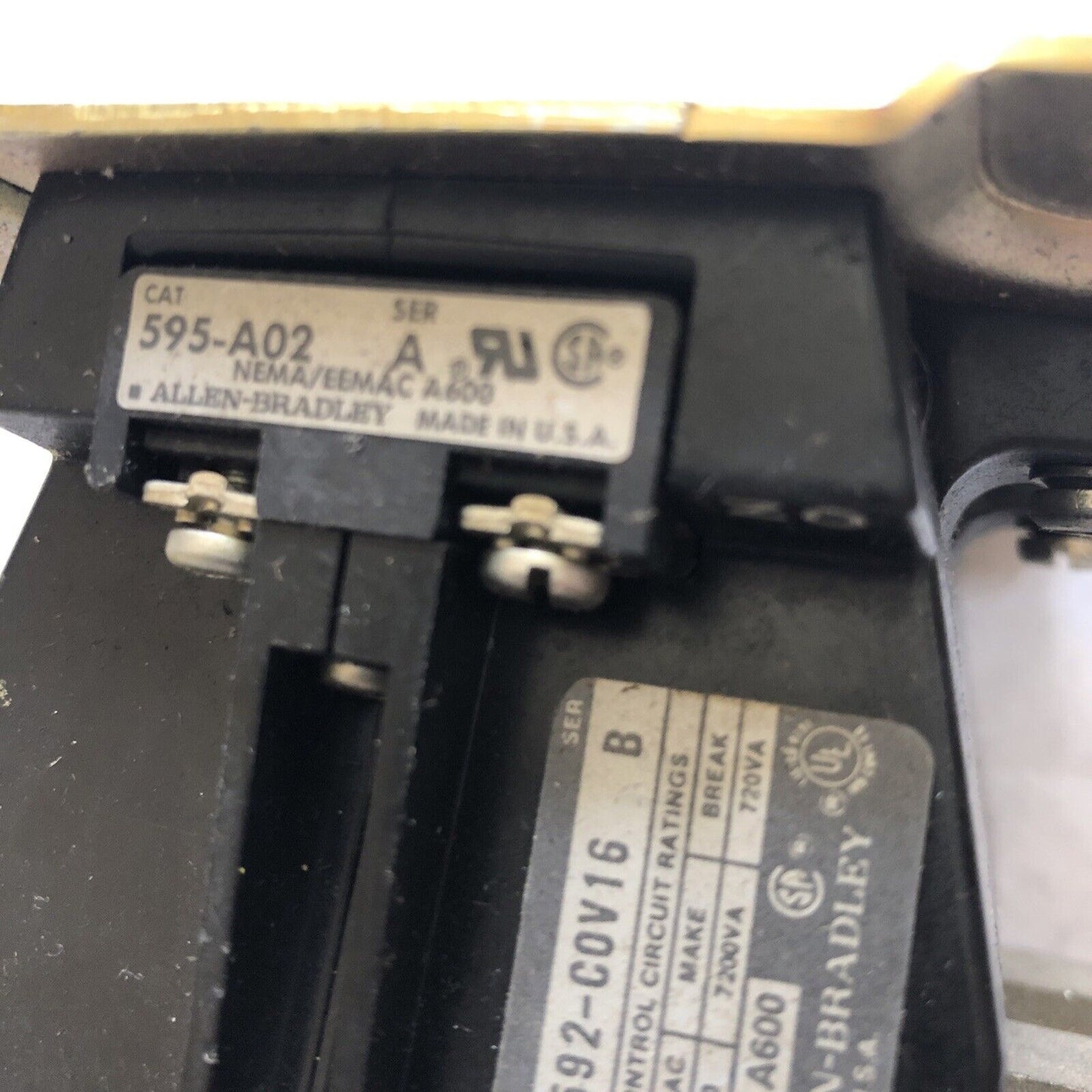 Allen Bradley 592-C0v16 B Relay 595-A02,Bc
