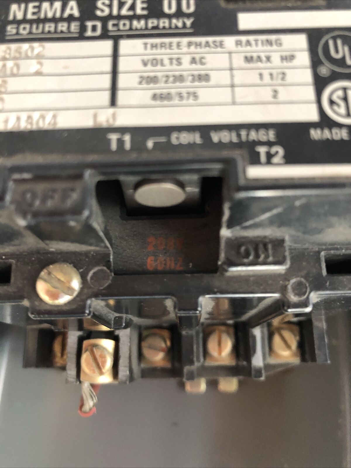 New Square D Nema Size 00 A02 Starter 8502 Ao2,208V Coil,8502 A02,1 1/2Hp,Fl