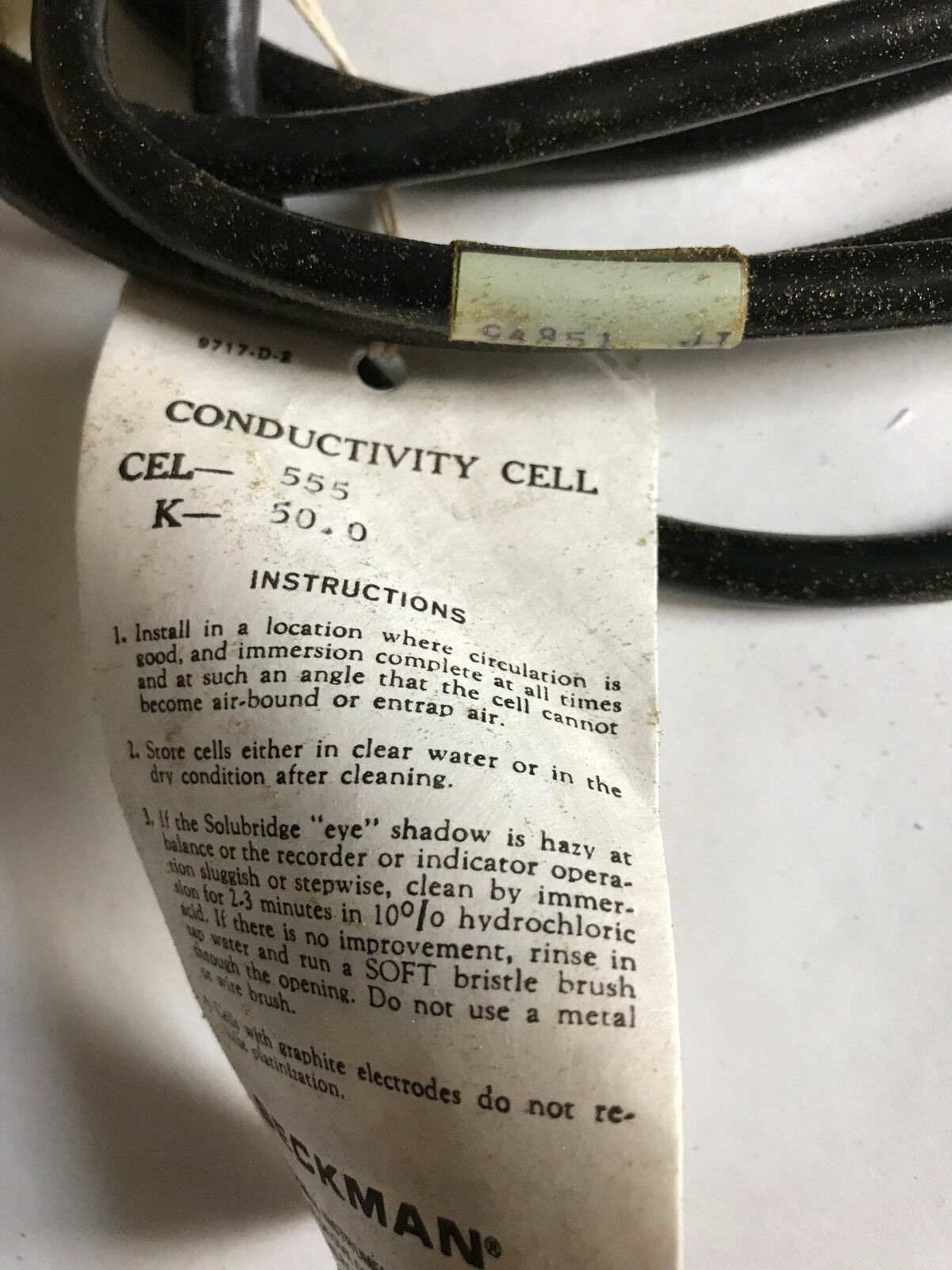 Beckman 94851,Beckman 94851 Ji,Cel 555,K 50.0 Conductive Proximity Sensor,Sh