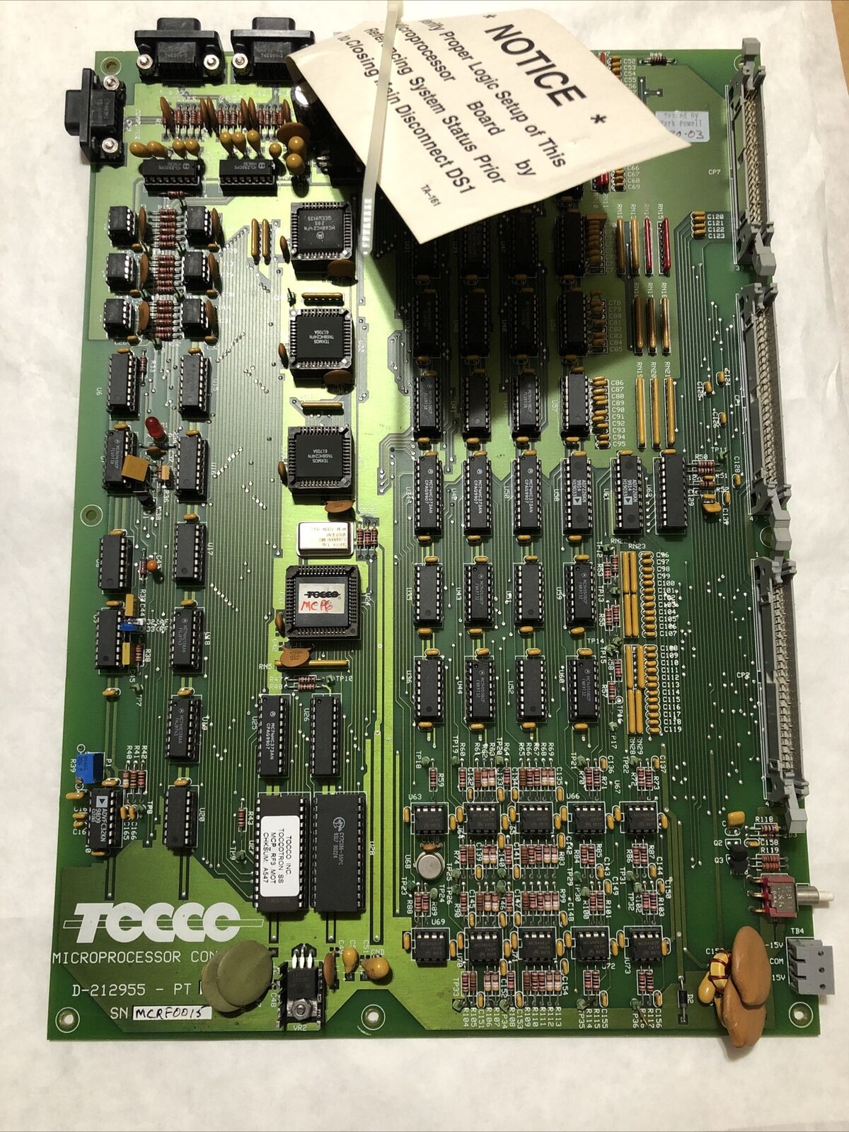 Tocco D-212955 Microprocessor Control Board  D-212955-Pt1 ,Dj