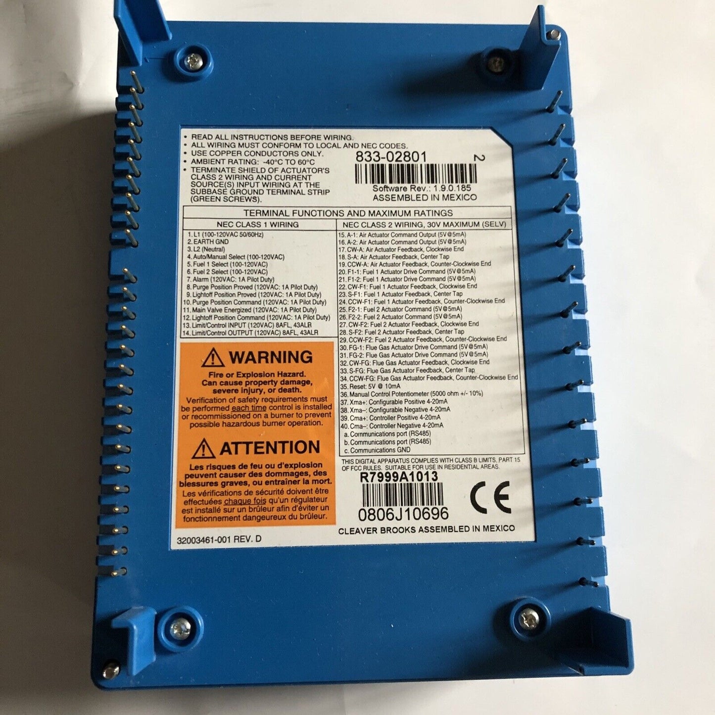 Cleaver Brooks 833-02801,R7999a1013, 833 02801 Controller, 83302801 ,Ej