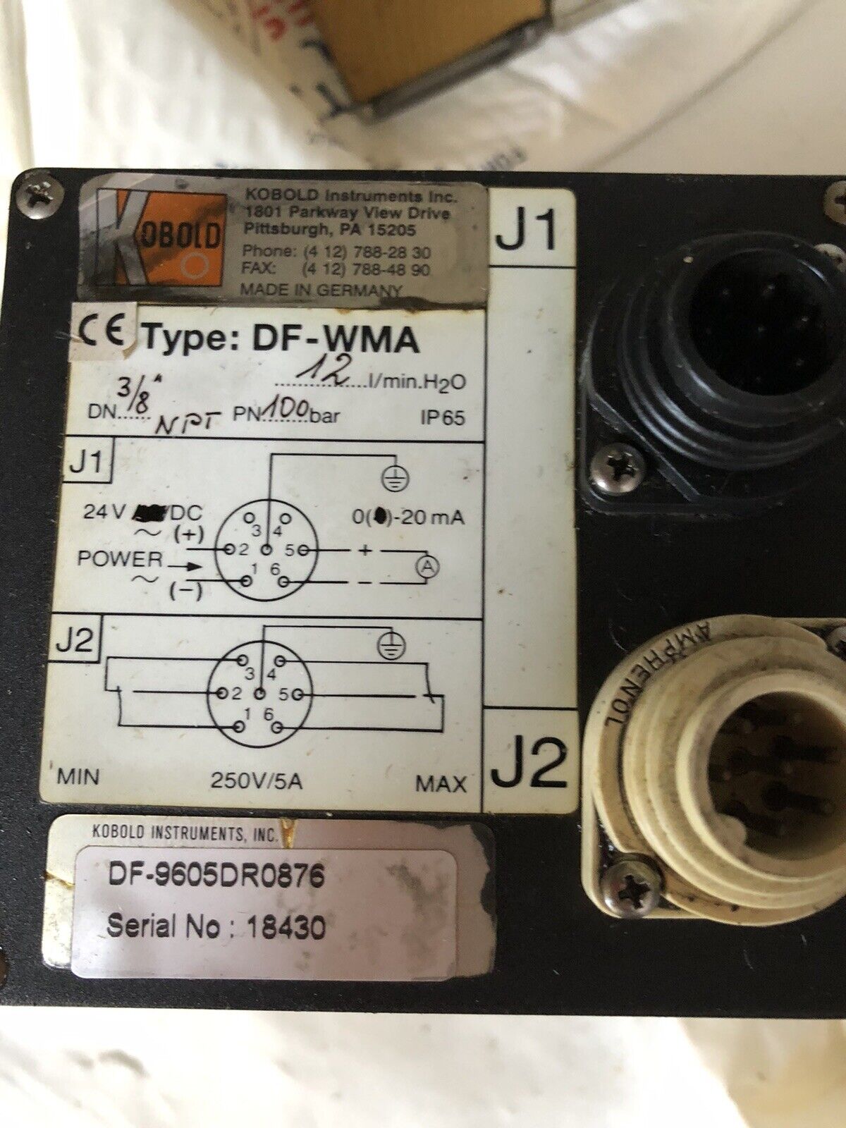 Kobold Df-Wma Paddle Wheel Flow Switch/Monitor,Dl,Di