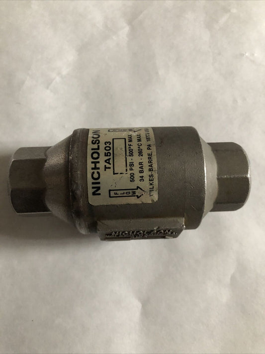 1/2" Nicholson Ta503,Nicholson Ta 503 Thermo Dynamic Steam Trap 600 Psi,Ei,Bz,Bt