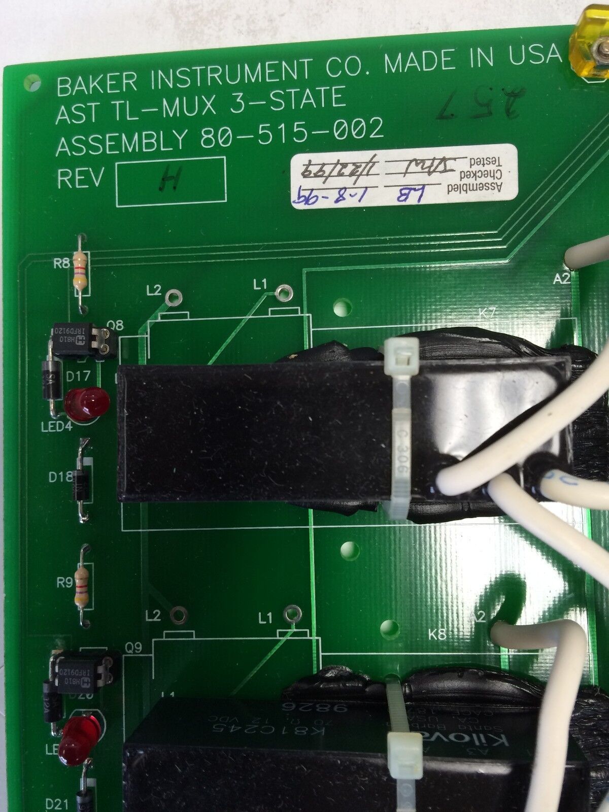 Baker Instrument 80-515-002 Rev.H, Ast Tl-Mux 3-State Control Board,Ag