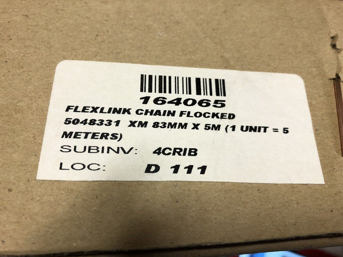 New Flexlink 5048331 Flocked Chain Flocked Xm, 83Mm X 5M,En