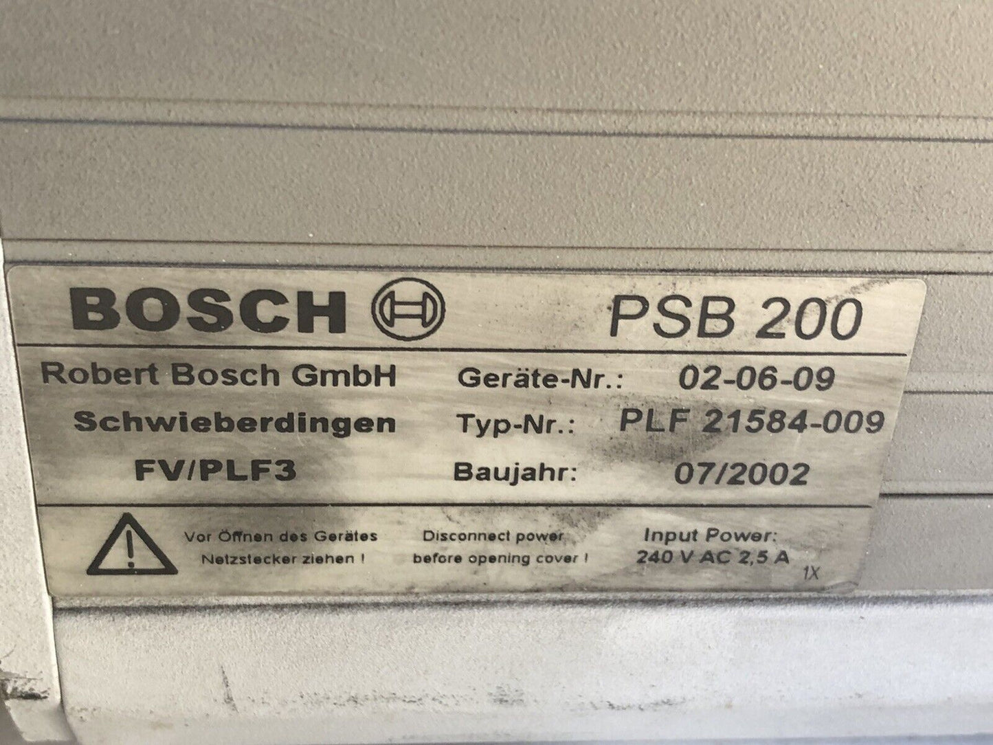 Bosch Psb 200,Bosch Plf 21584-009 Power Supply Gmbh Fv/Plf3,Te