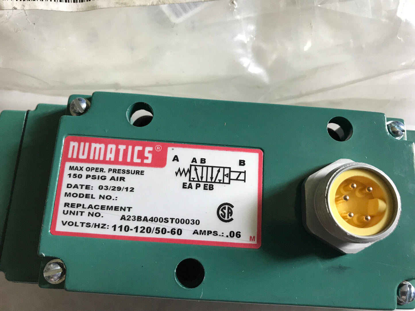 Numatics A23ba400st00030 110/120Vac 237-1045B .06 A Pneumatic Solenoid Valve,Aa