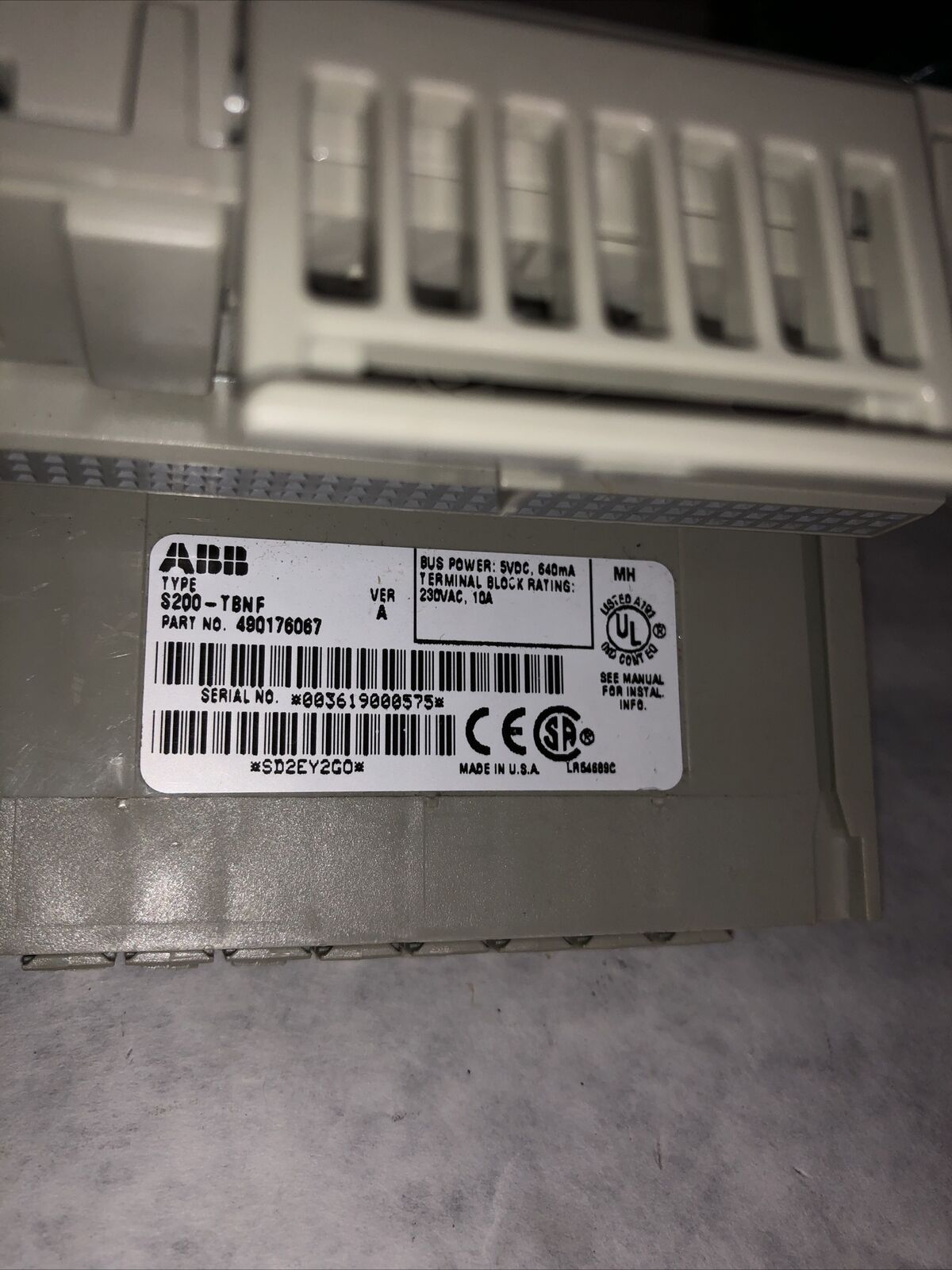 New Abb S200-Tbnf 490176067 Asea Terminal Block Fused 8Point 24Vdc-240Vac,Fg