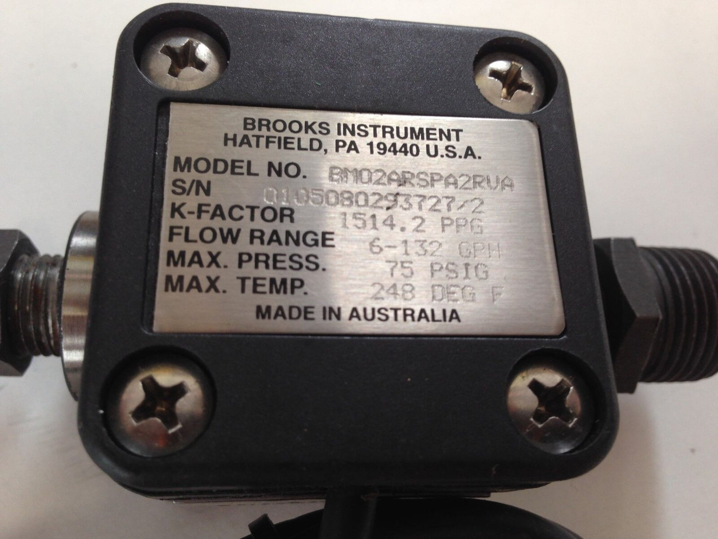 New 1/4" Npt Brooks Bm02arspa2rva Flowmeters,6-132 Gph,C46463,Th