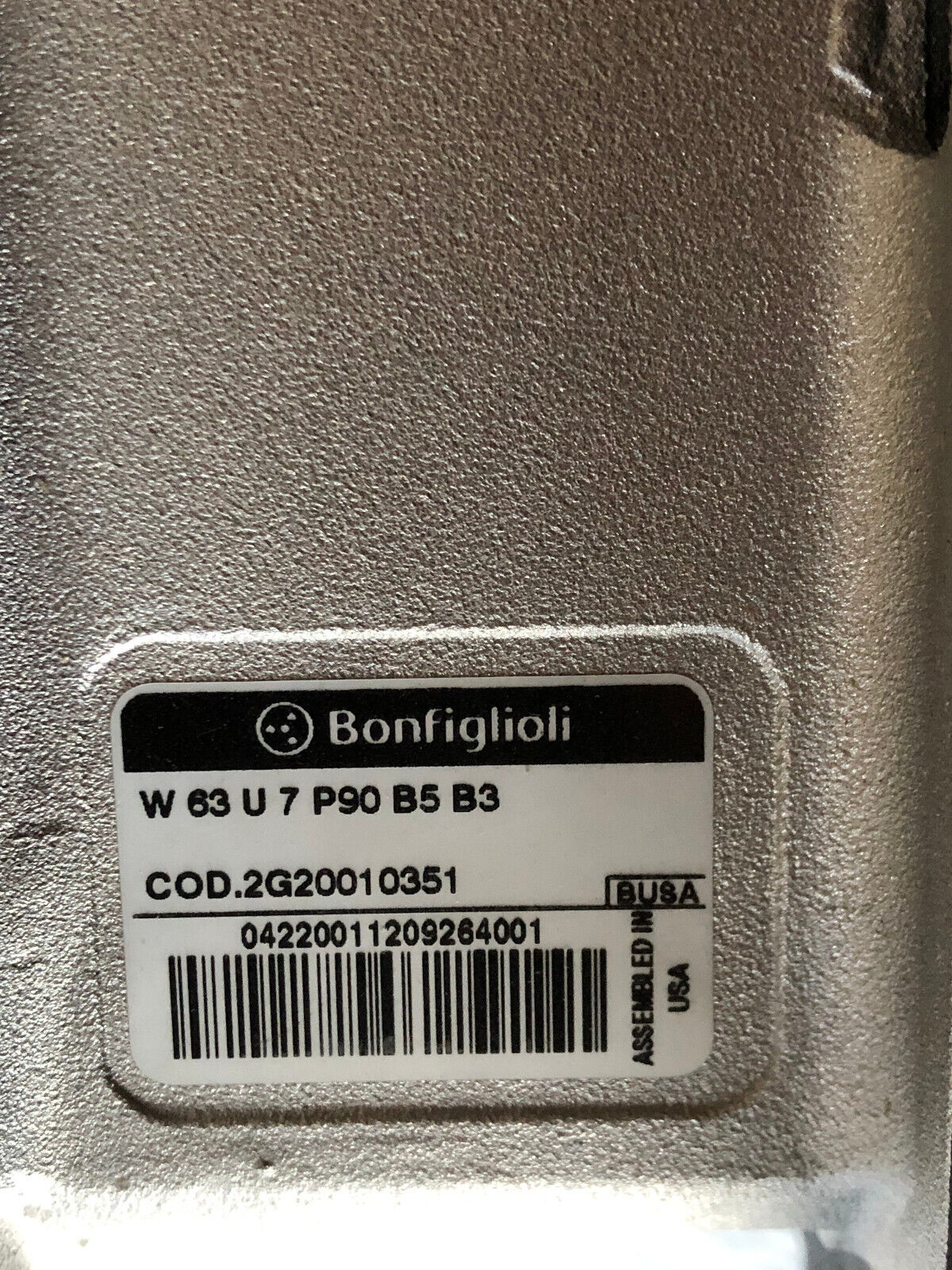 New Bonfiglioli W63u70p90b5b3 Gear Box,W 63 U 7 P90 B5 B3,Cod.2G20010351,Ay