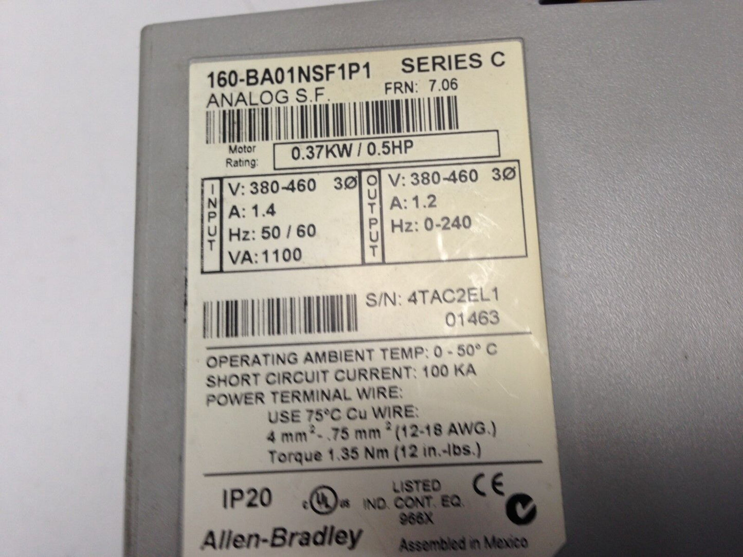 Allen-Bradley 160-Lfb1,Allen-Bradley 160-Ba01nsf1p1, 160-Ba01nsf1p1,Dk