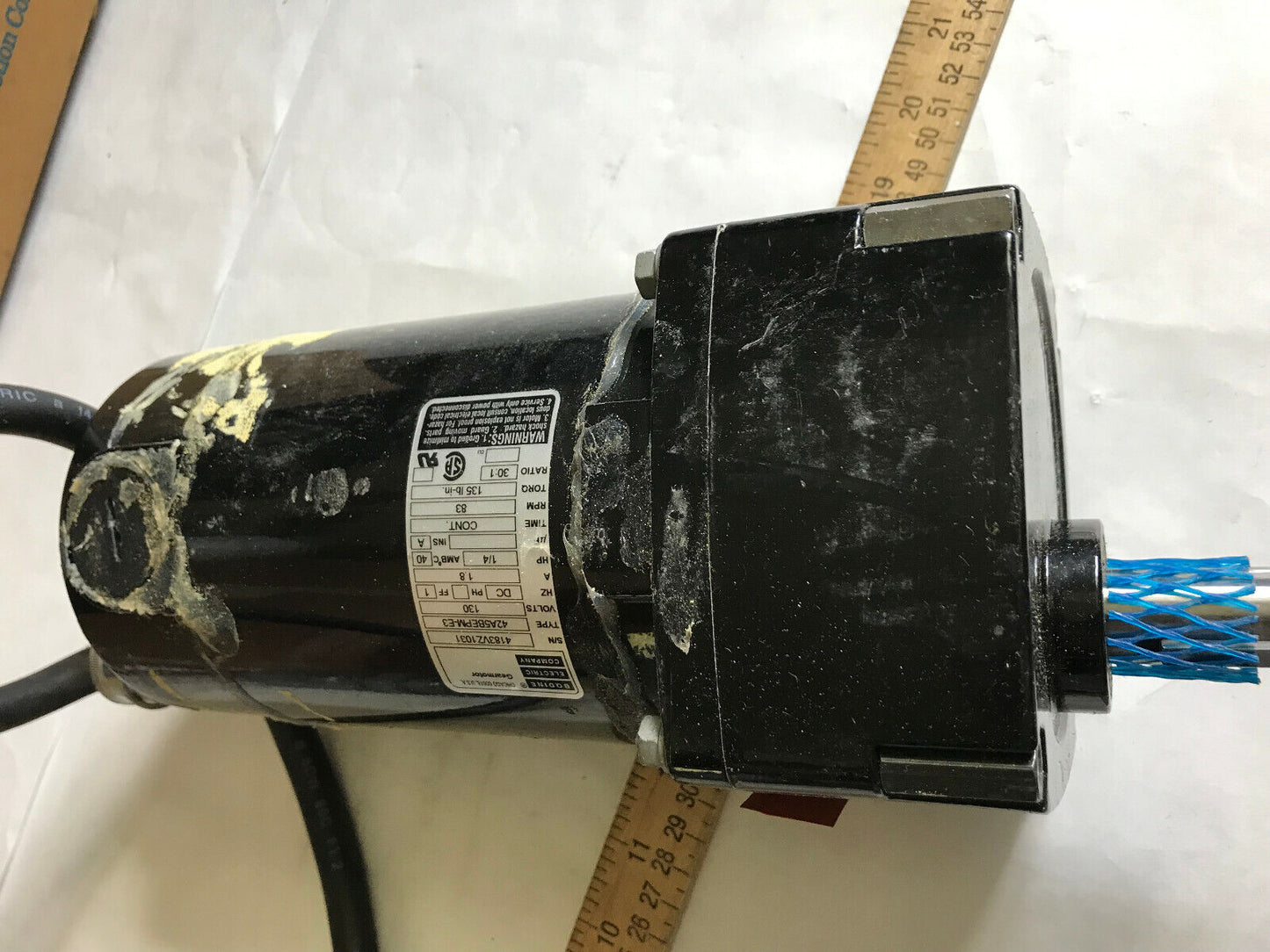 Bodine 42A5bepm-E3,Apj3385 Gearmotor. 130Vdc, 1.8A, 1/4Hp,Th