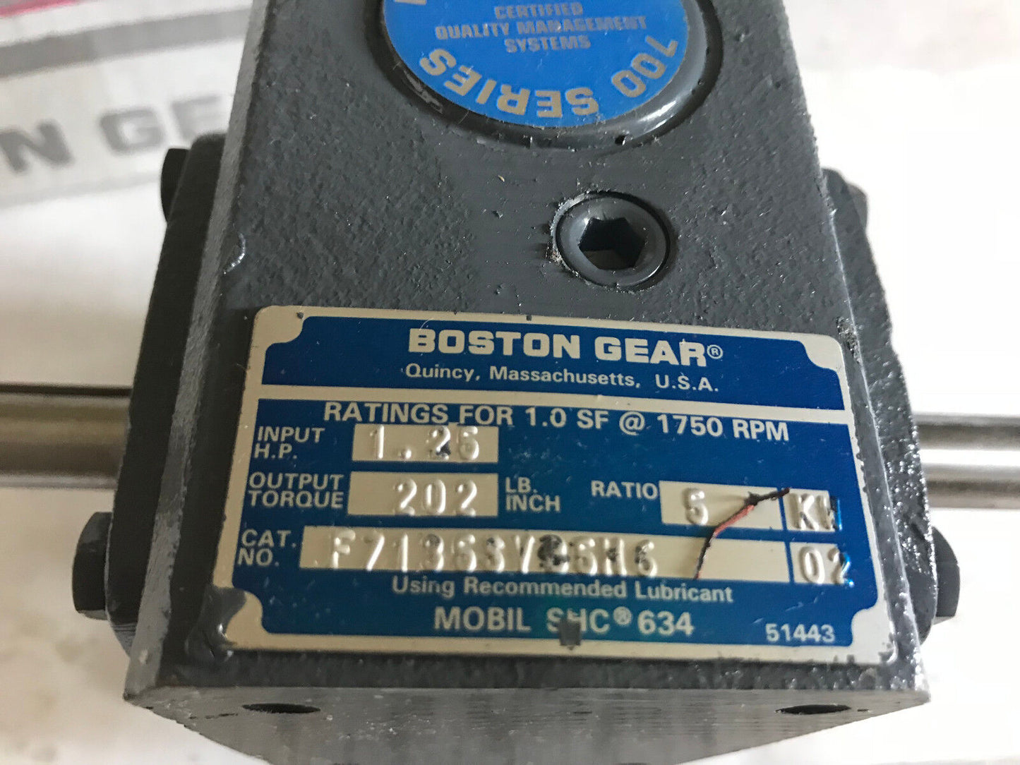 New Boston Gear F7135svb5h6 Gear Speen Reducer, 1750 Rpm,Ratio:5,1.25 Hp,Aj