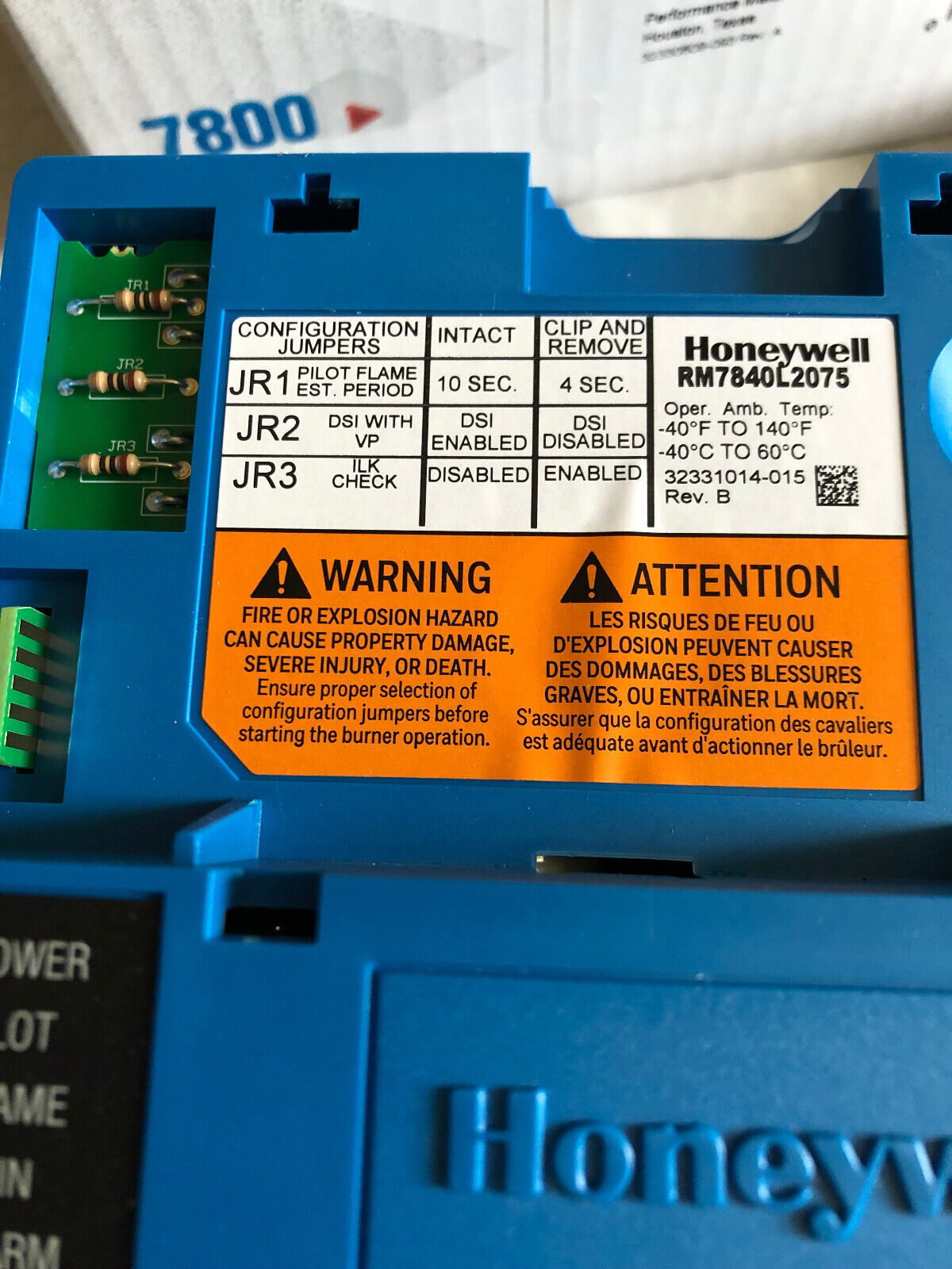New Honeywell Rm7840l2075 Automatic Burner Control 7800 Series,Rm7840 L 2075,Bw