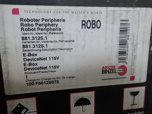 New Abicor Binzel E0737 Control Unit,Din/En 60974-5,Abirob E-Box,Ao