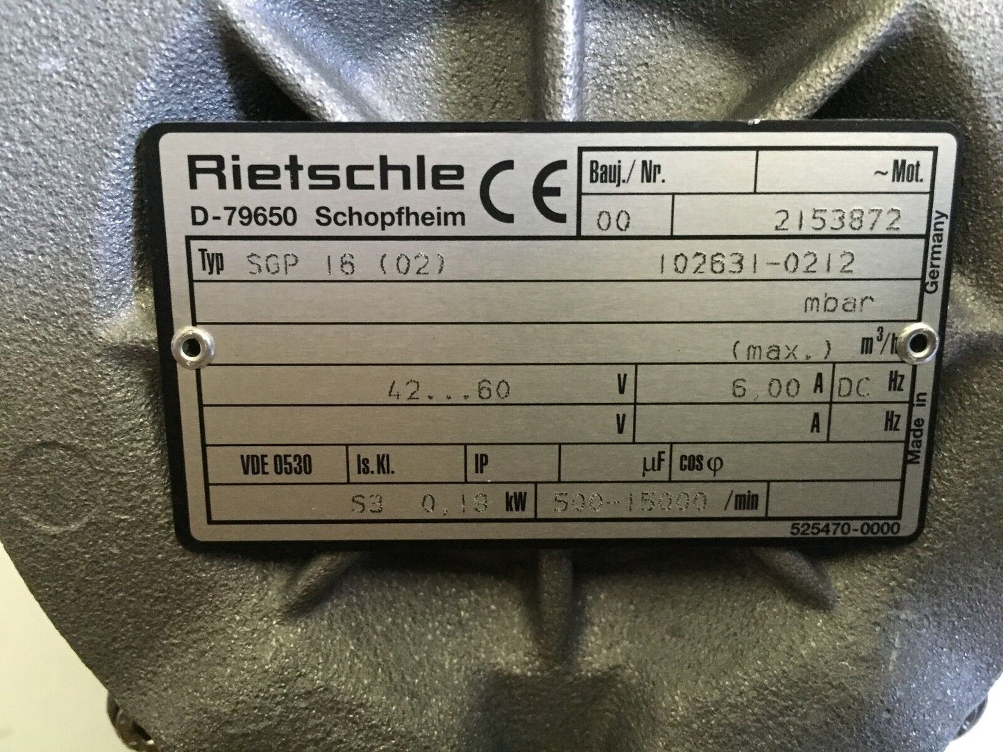 New Rietschle Sgp 16 02,Papst Eci 24.42,932 2442 008 Gardner Motor,Tg,Ec