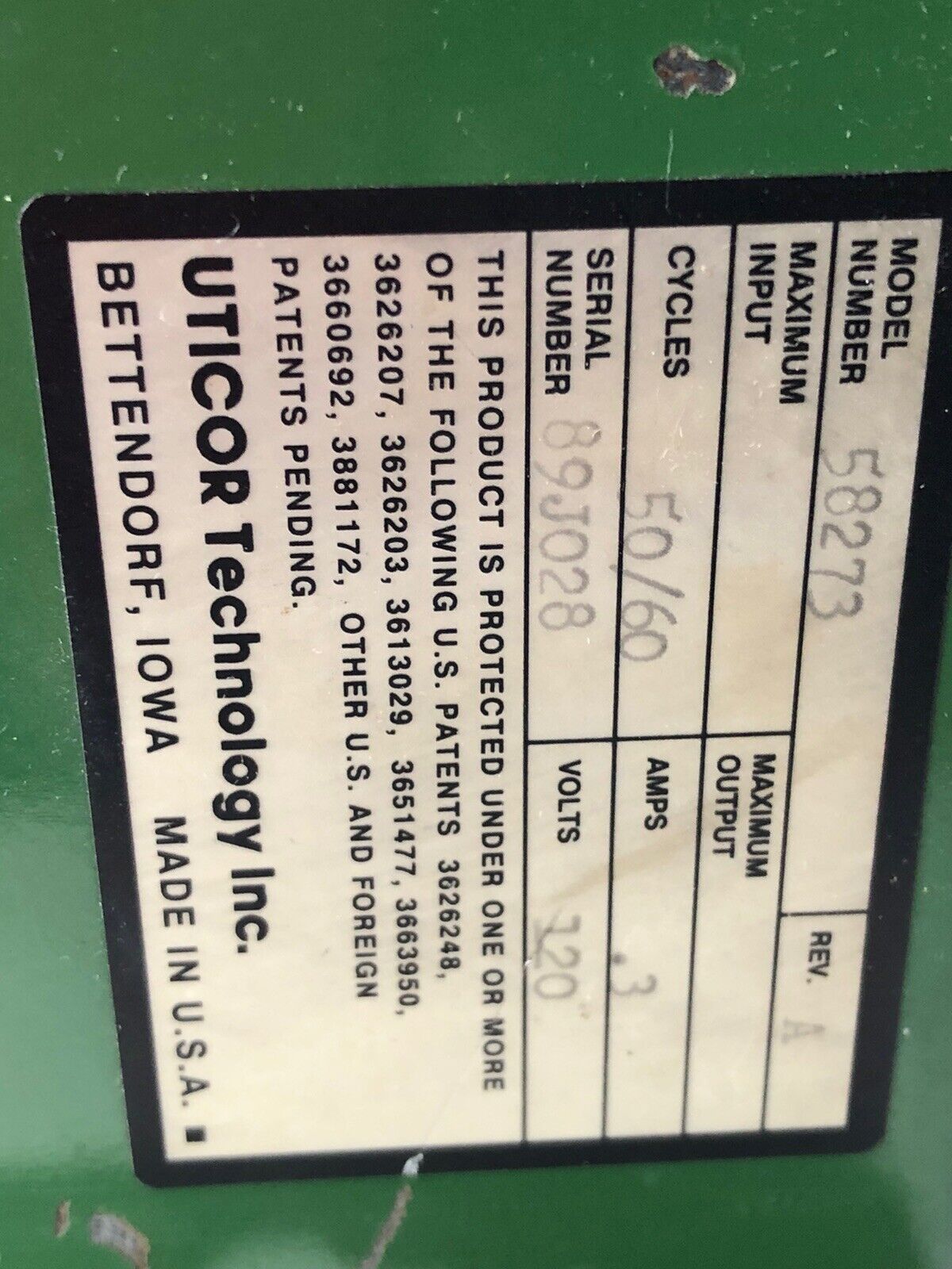 Uticor Technology 58273 Controller,Rs-232C,Rs-422,120 V,Cl