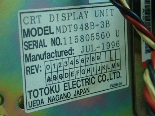 Yaskawa Jznc-Op137 Crt Unit,Jznc0p137,Totoku Crt Display Unit Mdt948b-3B,Ei