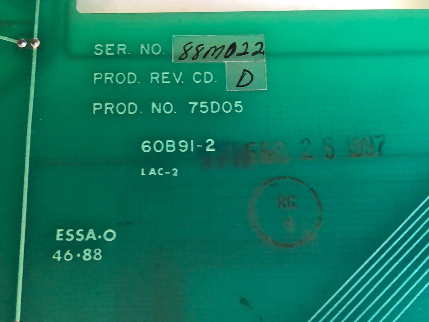 Uticor 75D05  60B91-2,Fbs0189,Prod No 75D05 Circuit Board,Fj