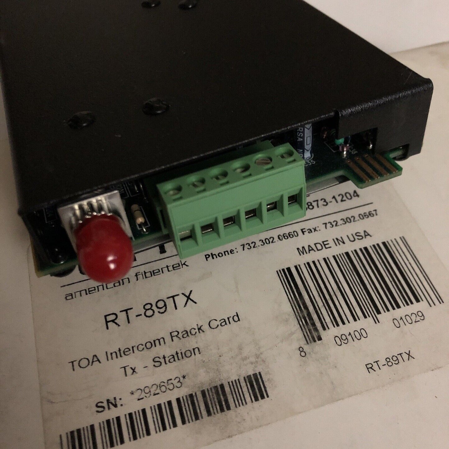 New Af Rt-89Tx,American Fibertek Rt-89Tx Intercom Rack Card,Afi Rt89tx,Bw