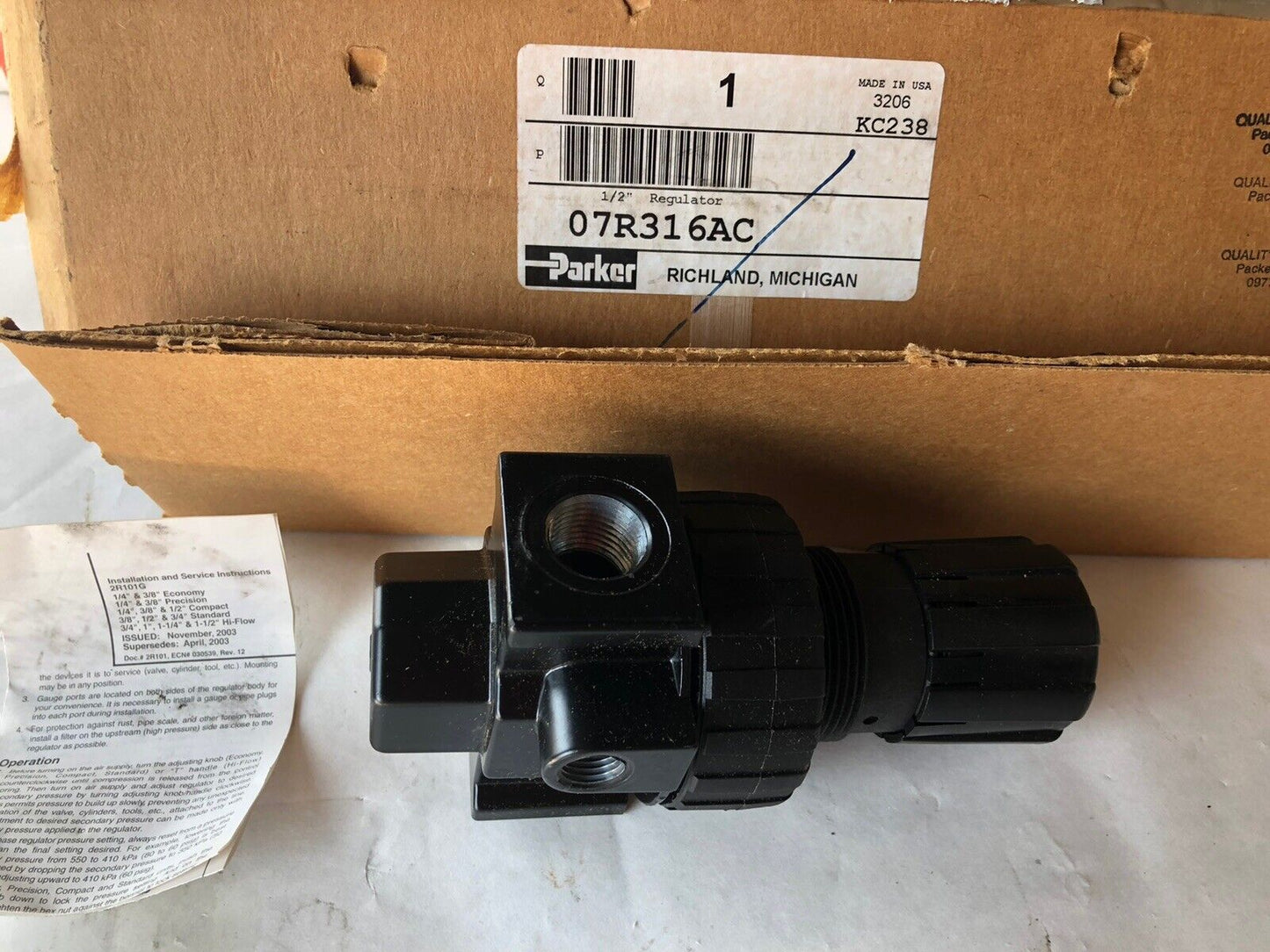 New 1/2” Parker  07R316ac Pressure Regulator,Ag
