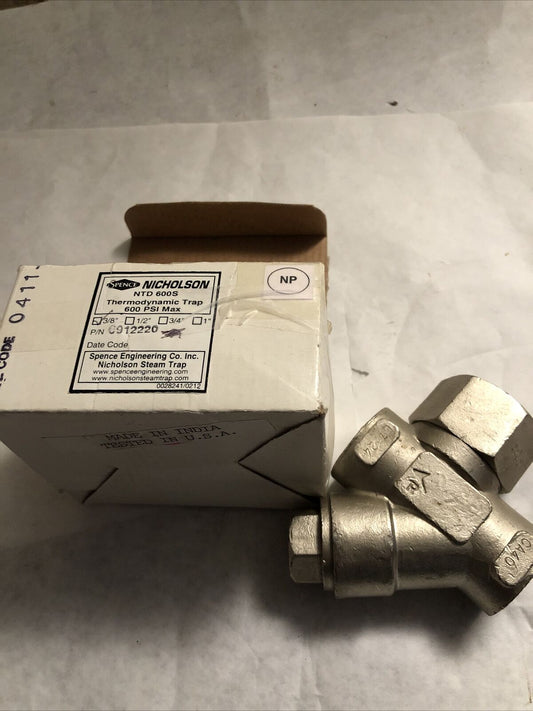 New 3/8 Spence Nyd600s,Nicholson Ntd 600S,6912220 Thermodynamic Steam Trap,Bw