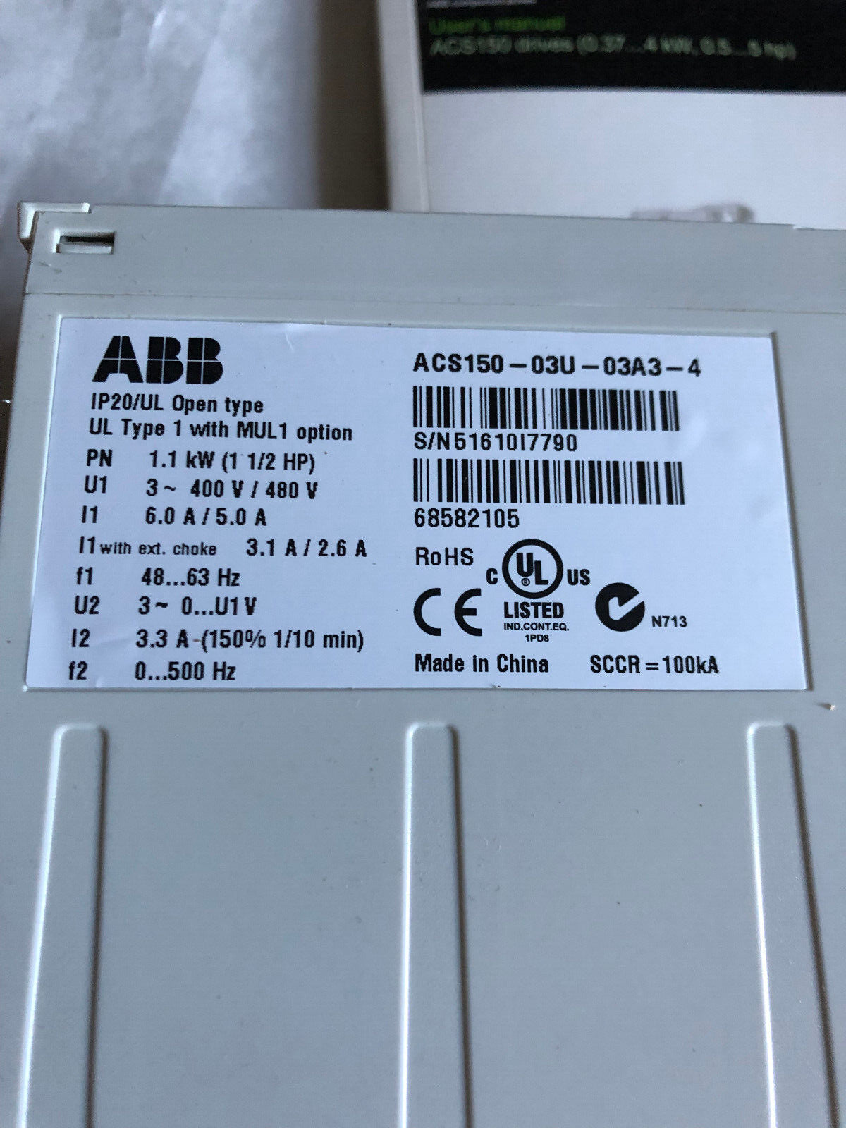 New Abb Acs150-03U-03A3-4 Micro Inverter Drive,Ip20/Ul, 68582105,Am
