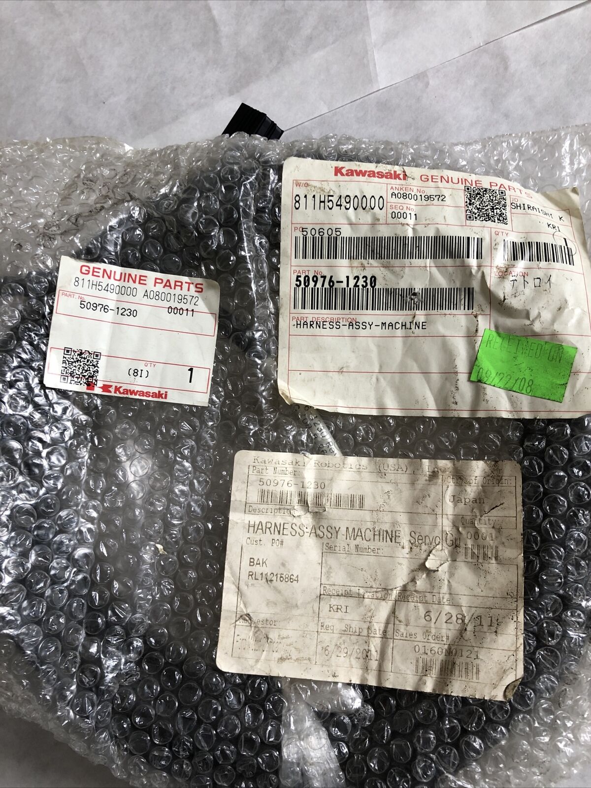 New Kawasaki 50976-1230 Rev.B,811H5490000,X106,N Tec 08.8.26 Cable,De