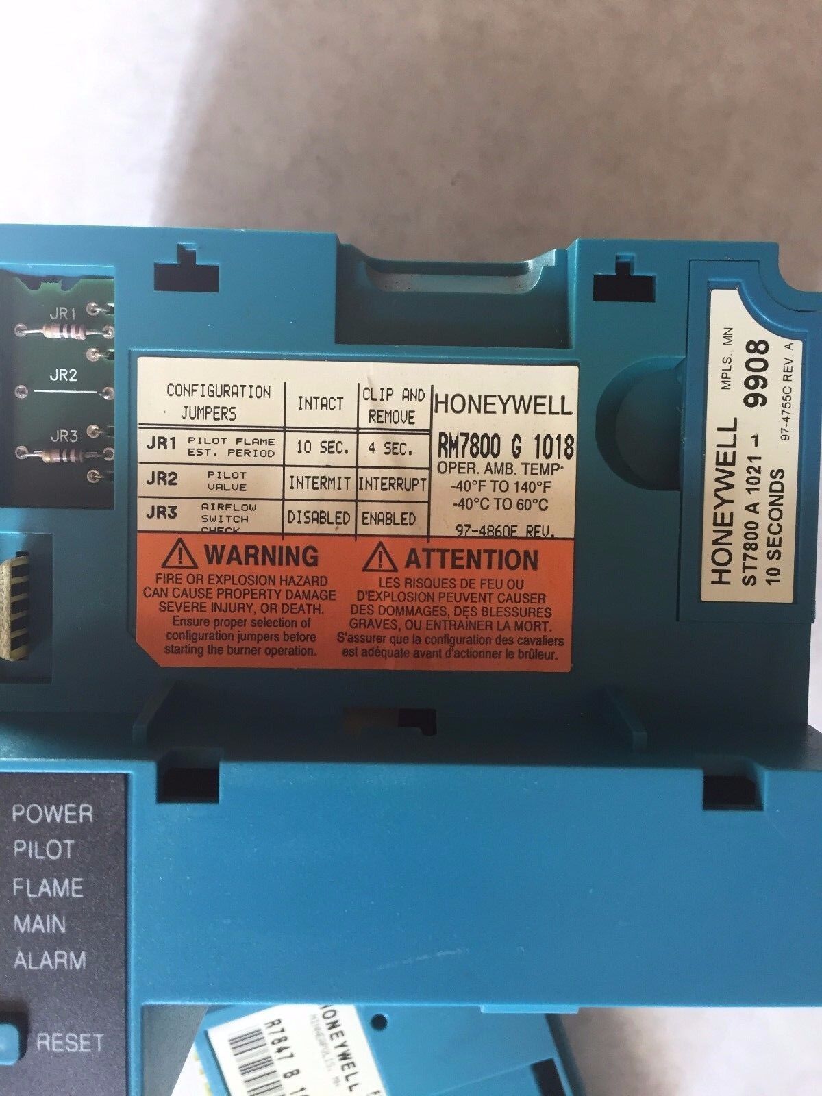 Honeywell Rm7800g1018,R7847b1031 Dynamic Ampli-Check Amplifier,St7800a1021,Se