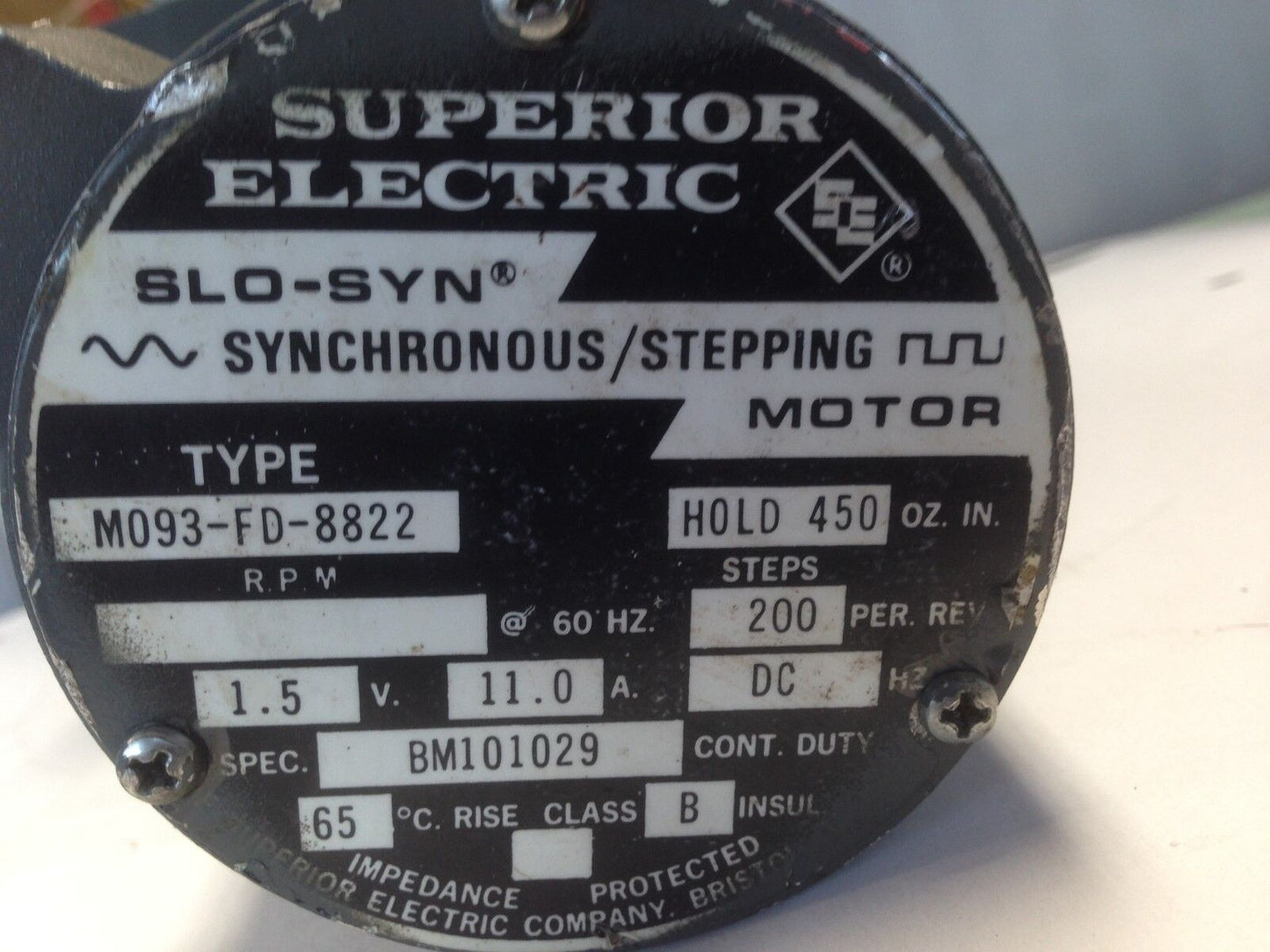 Superior Electric Mo93-Fd-8822 Step Motor,M093-Fd-8822,1/2 H Reducer, 493529,Se
