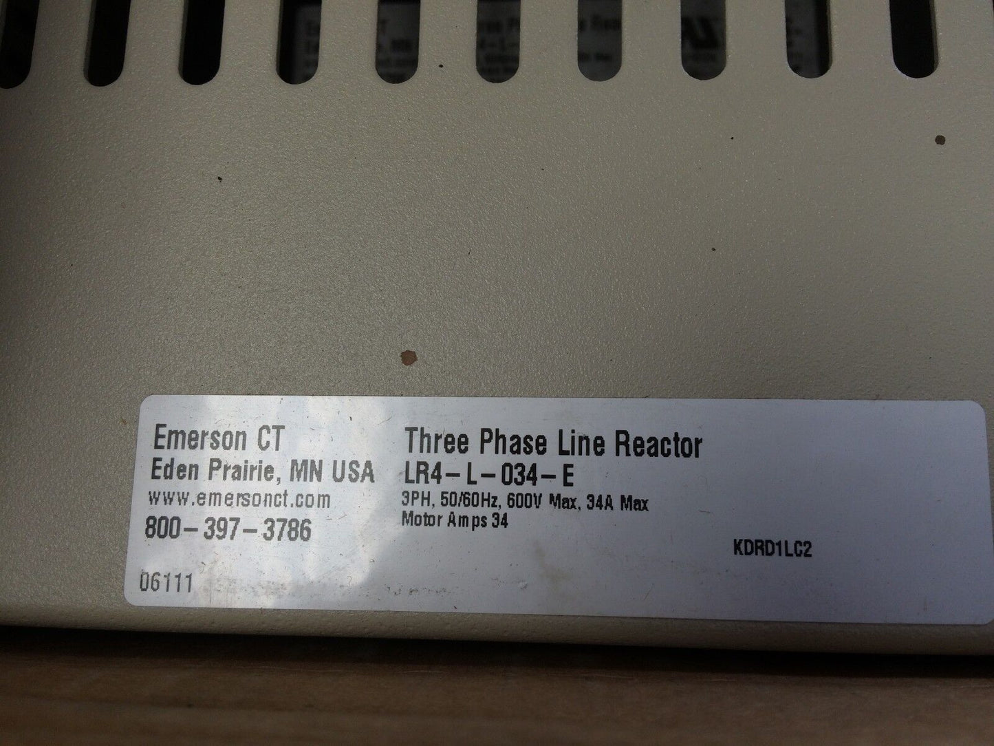 New Emerson Ct Lr4-L-034-E Three-Phase Line Reactor, 600Vac, 34A Ct Lr4-L-034,Bu