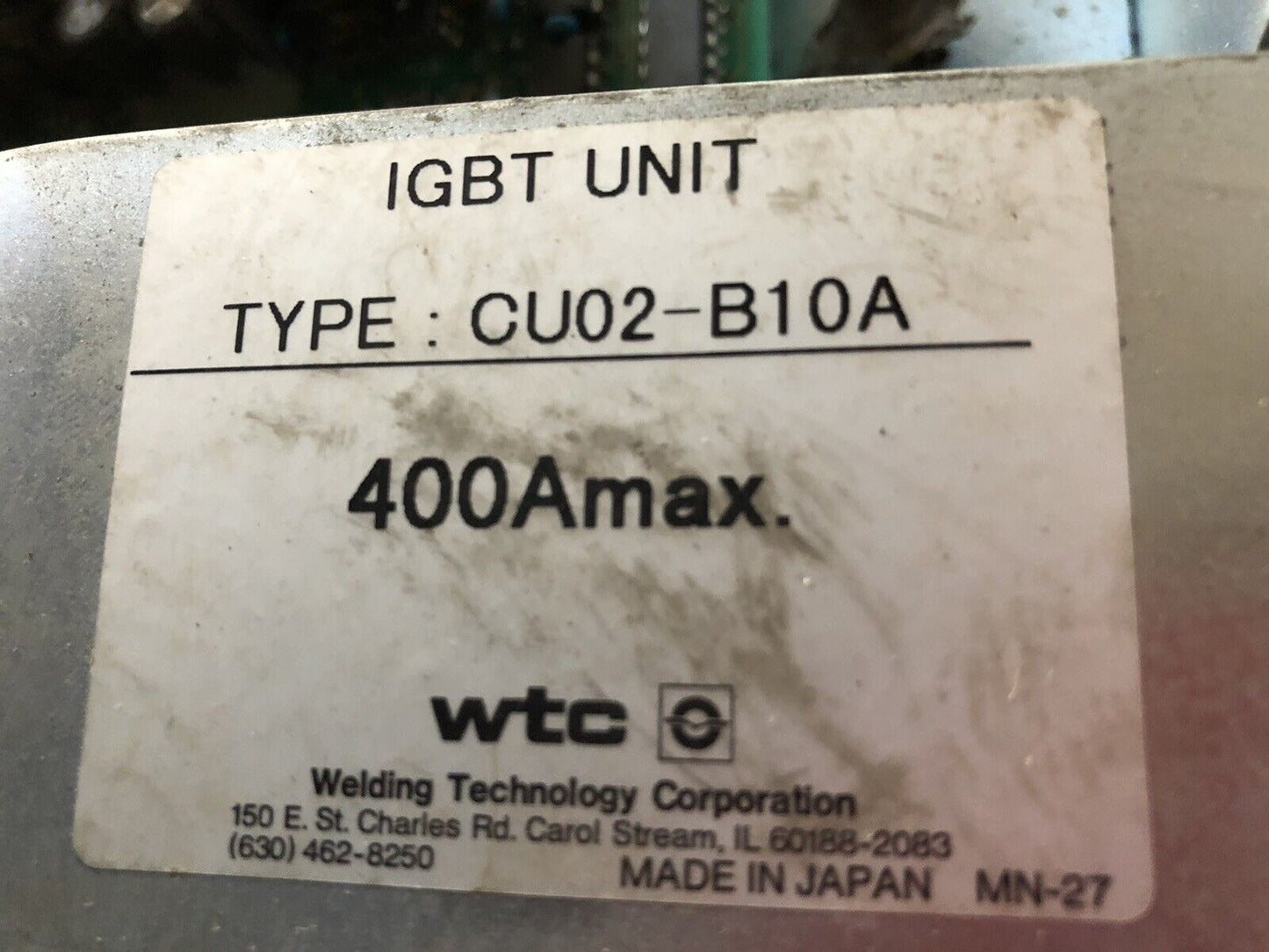 Wtc Cu02-B10a Igbt Unit, 400 Amp,Tn