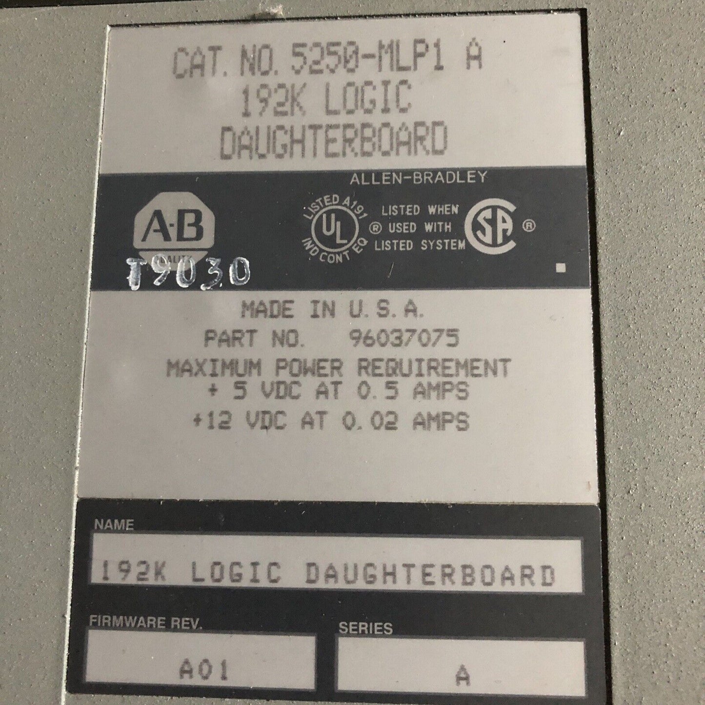 Allen Bradley  5250-Mlp1 A, 192K Logic Daughter Board,Sh