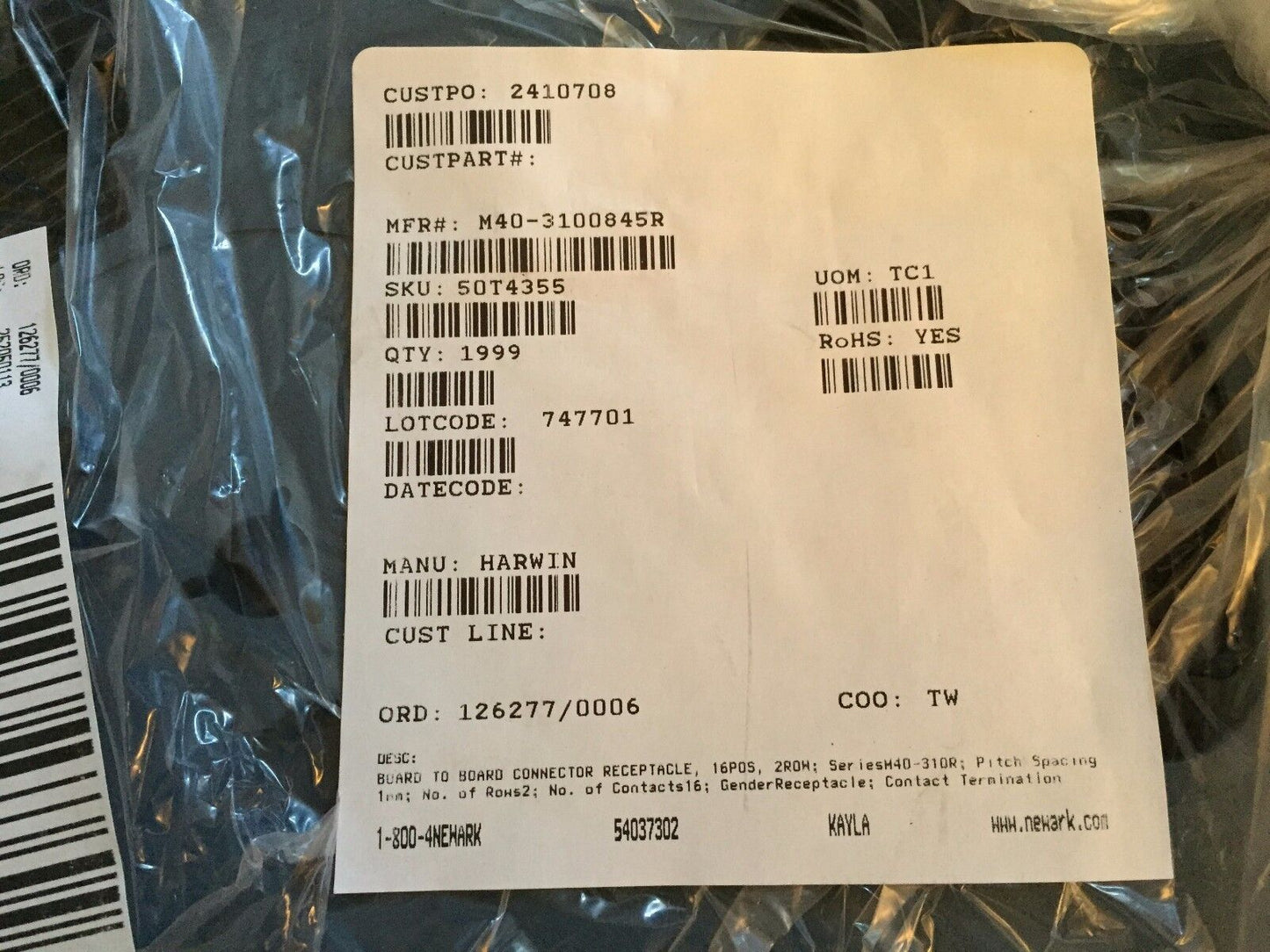 New Lot 1999 Harwin M40-3100845R Board Connector Receptacle,16Pos,2Row,Si
