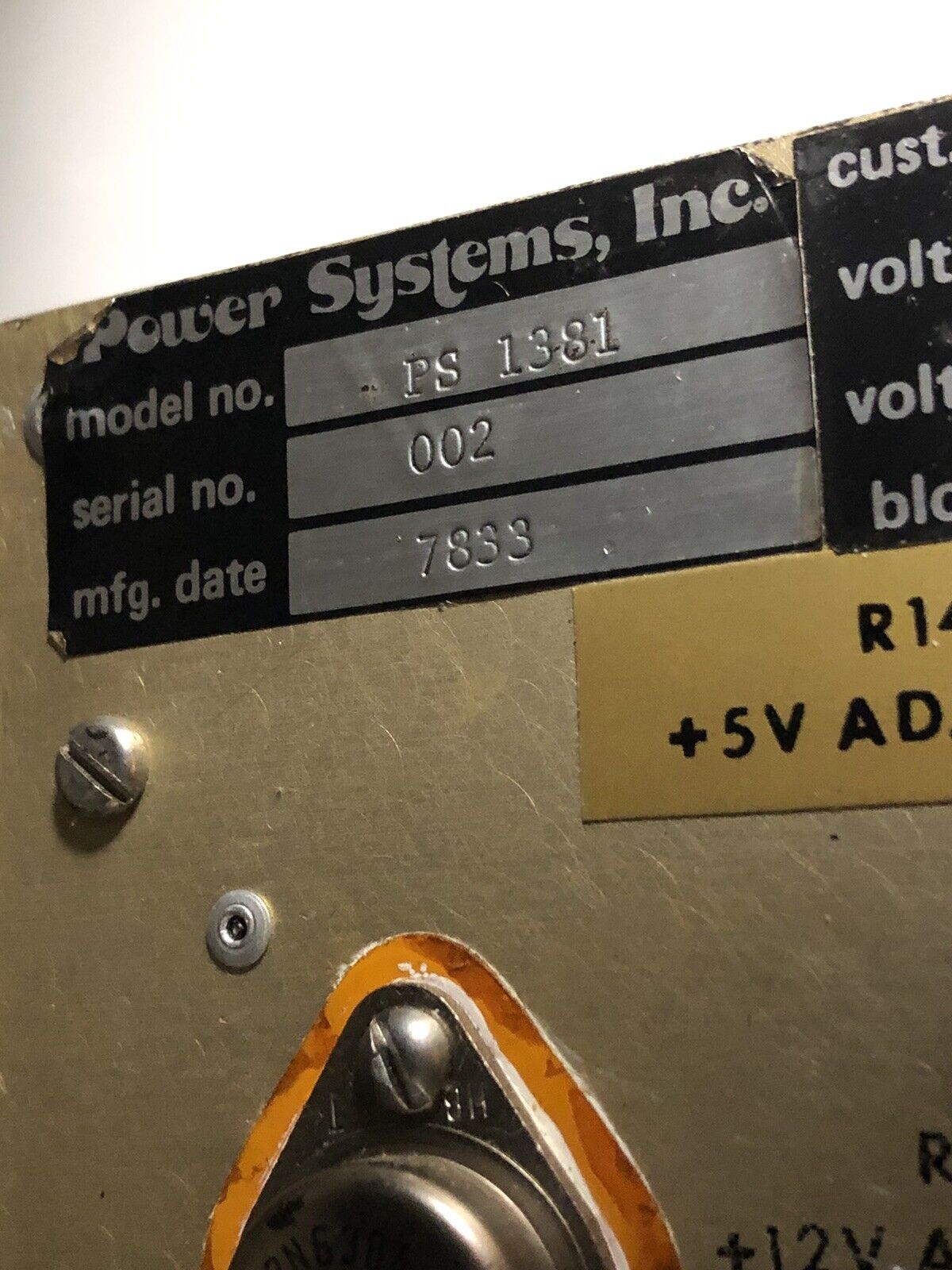 Power Systems Ps-1381 Multi-Dc Power Supply,120/240 Vac,Ps 1381,381283-01-1,Ex