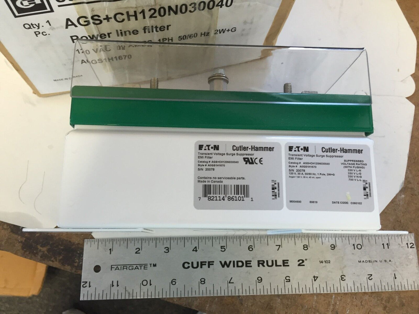 New Cutler Hammer Ags+Ch120n030040 Surge Powerline,Aegis+,120Vac 30Amp 1Ph,Fe