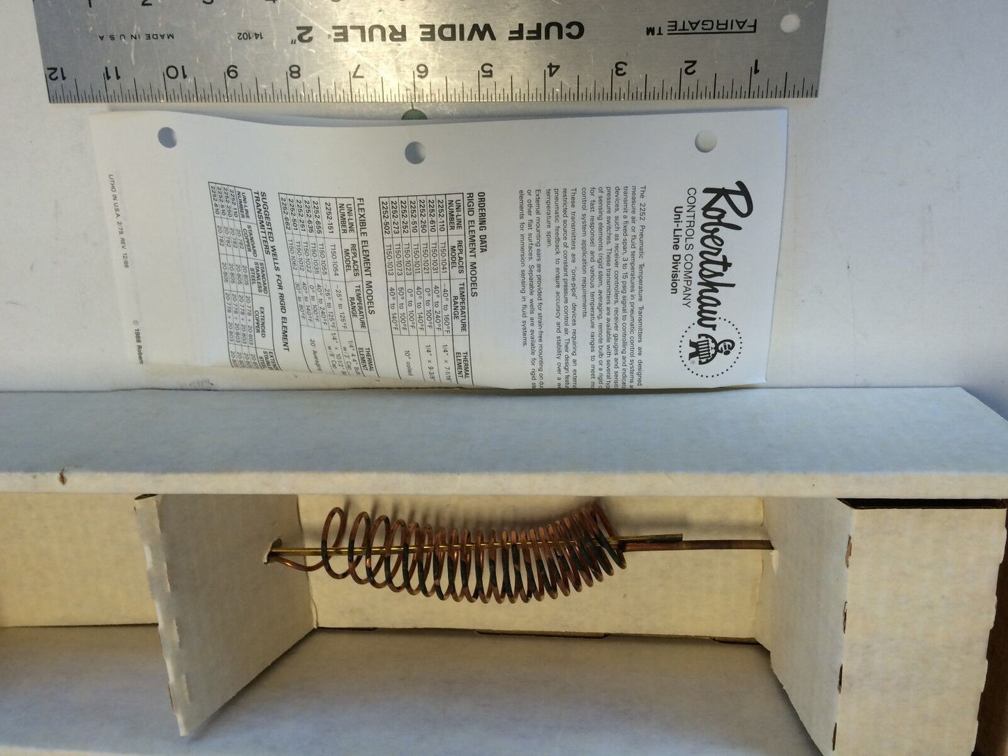 New Robertshaw T150-1073 9351,50-100F Temp.Transmtr,10" Coiled,2252-273,Fb