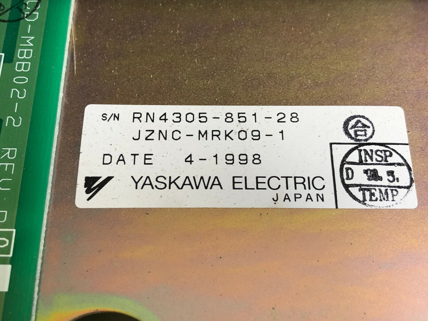 Yaskawa Jznc-Mrk09-1 Cnc Control,Mry01b-1,Mi004,Mario,M1004,Jancd-Mbb02-1,Cg