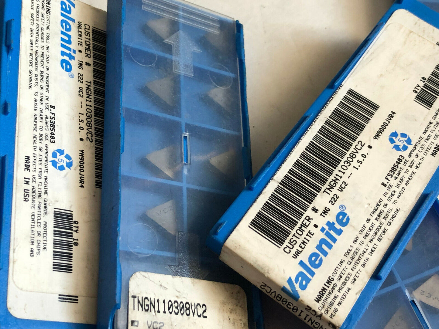New Lot 90 Valenite Tng 222 Carbide Inserts, Grade Vc2 Tngn110308vc2,Bj
