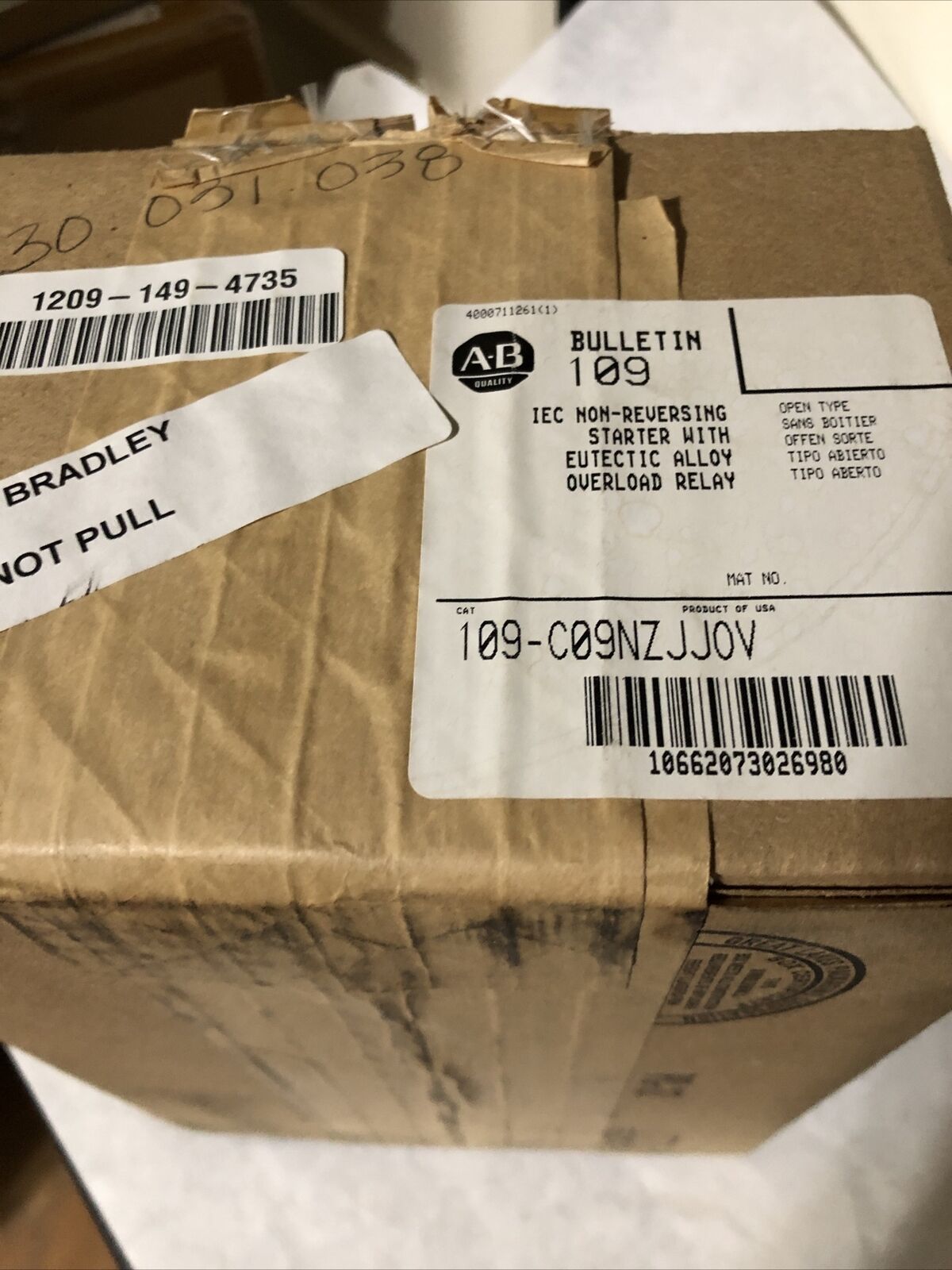 New Allen Bradley 109-C09nzjjov Iec Non-Reversing Starter,24Vdc,100-C09z*10,Fj