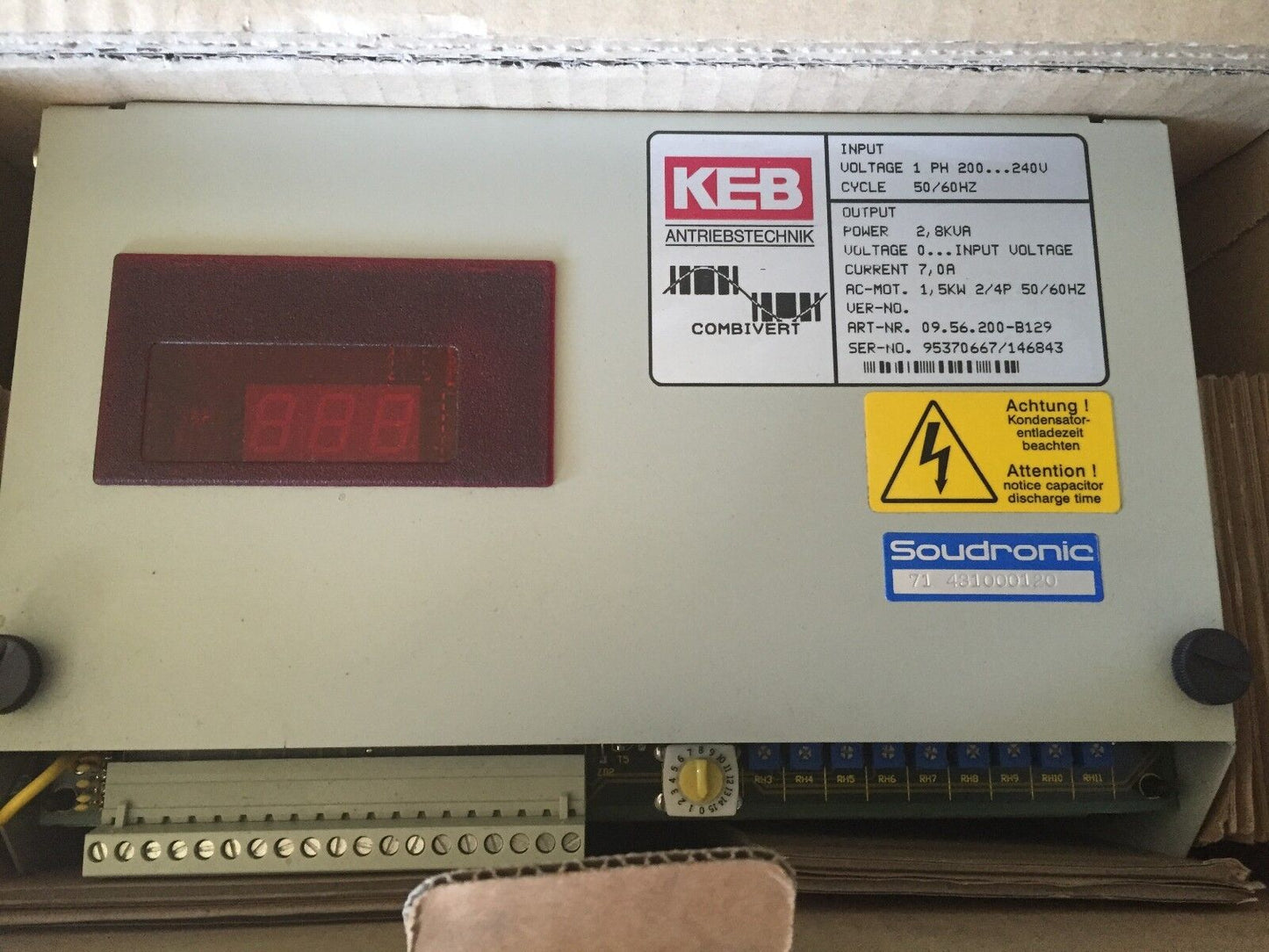 New Keb 09.56.200-B129,2.8Kva Power,7.0A Combivert Inverter Variable Drive,Bi